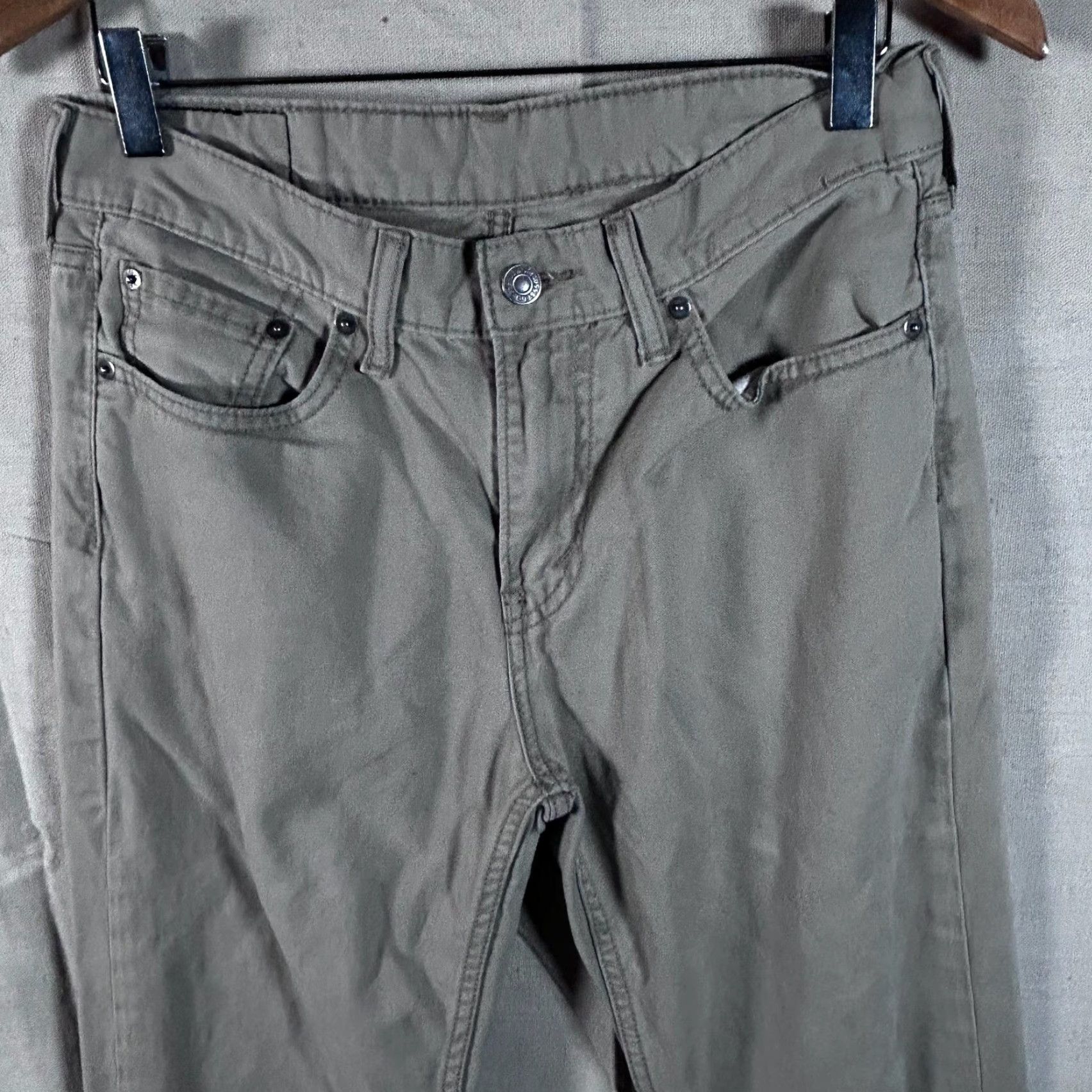 Levi's Levi's 514 Straight Fit Pants Mens Size 30x32 Khaki Tan Cotton Blend 5-Pocket Denim Button Zip Back Patch Beige Solid Casual Size US 30 / EU 46 - 3 Thumbnail