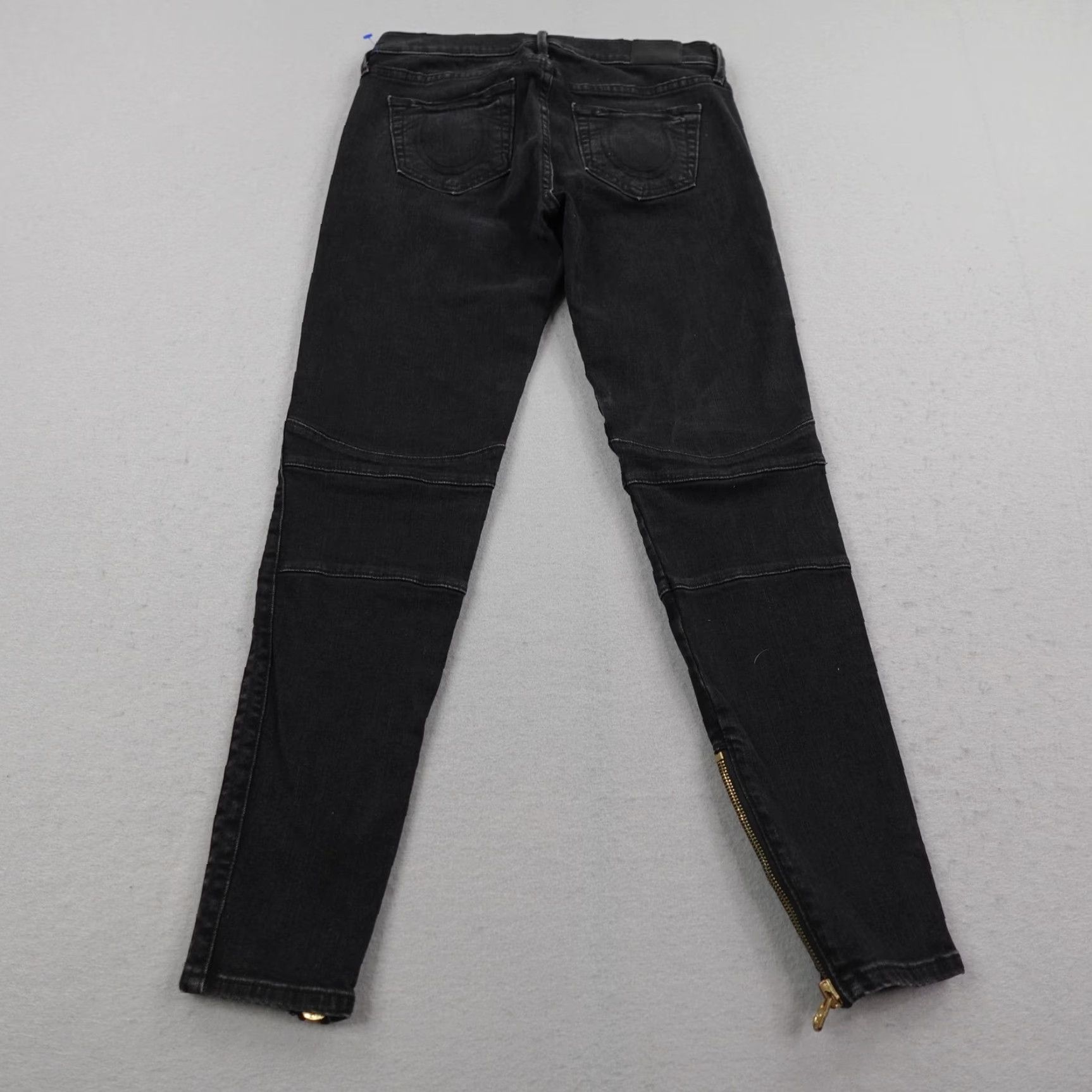 True Religion True Religion Jeans 29 Black Halle Mid Rise Super Skinny Moto Ankle Zip Womens Size 29" - 4 Thumbnail