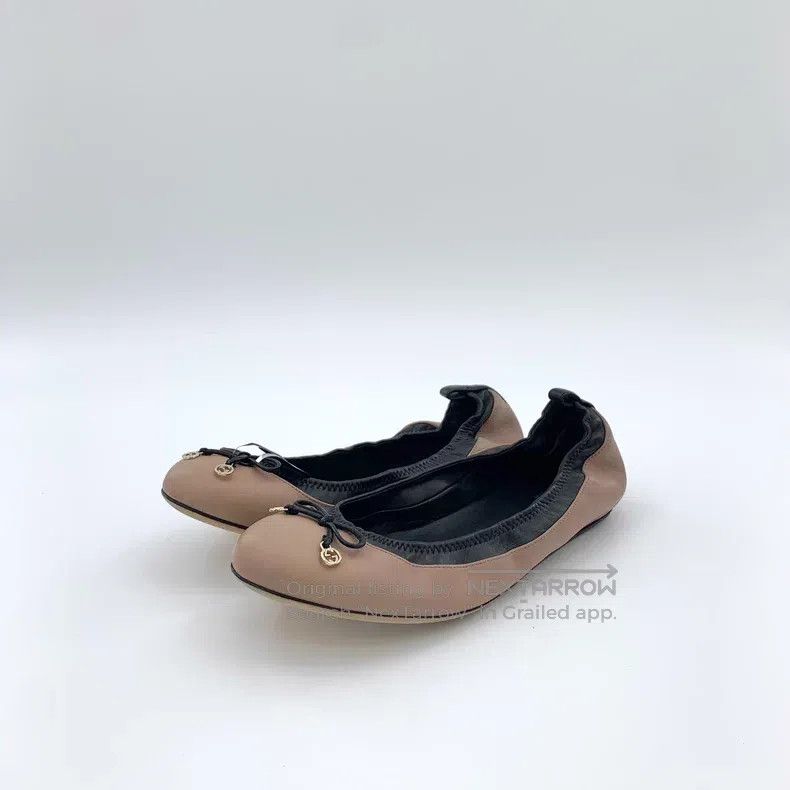 Gucci Rubber powder bow ballet flat casual shoes