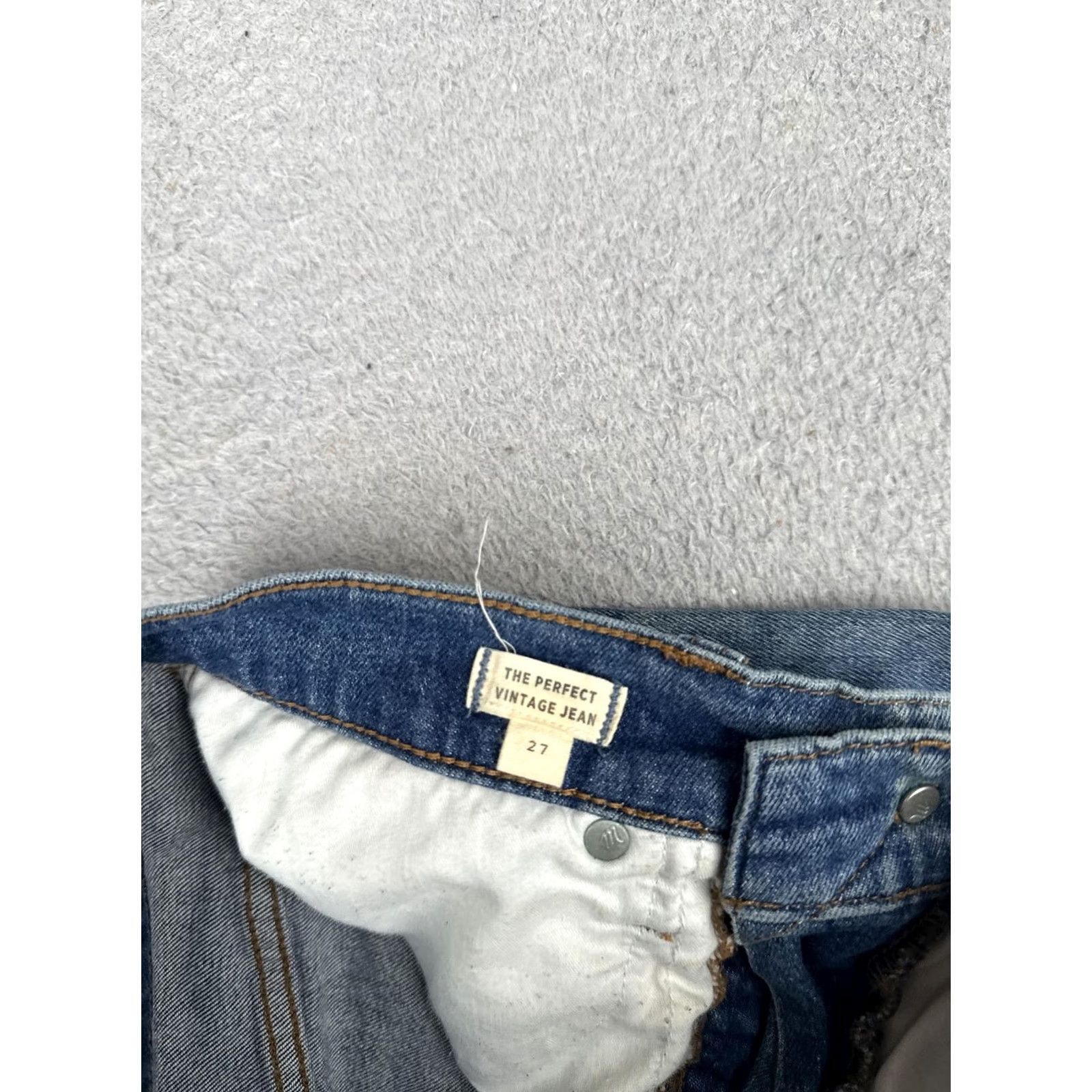 Madewell VINTAGE Madewell Jeans Womens 27 Blue Mid Rise Distressed Crop 27x24.5 Slim Pocket Fringe 5-Pocket Denim Fall Mens? Size 27" / US 4 / IT 40 - 7 Thumbnail