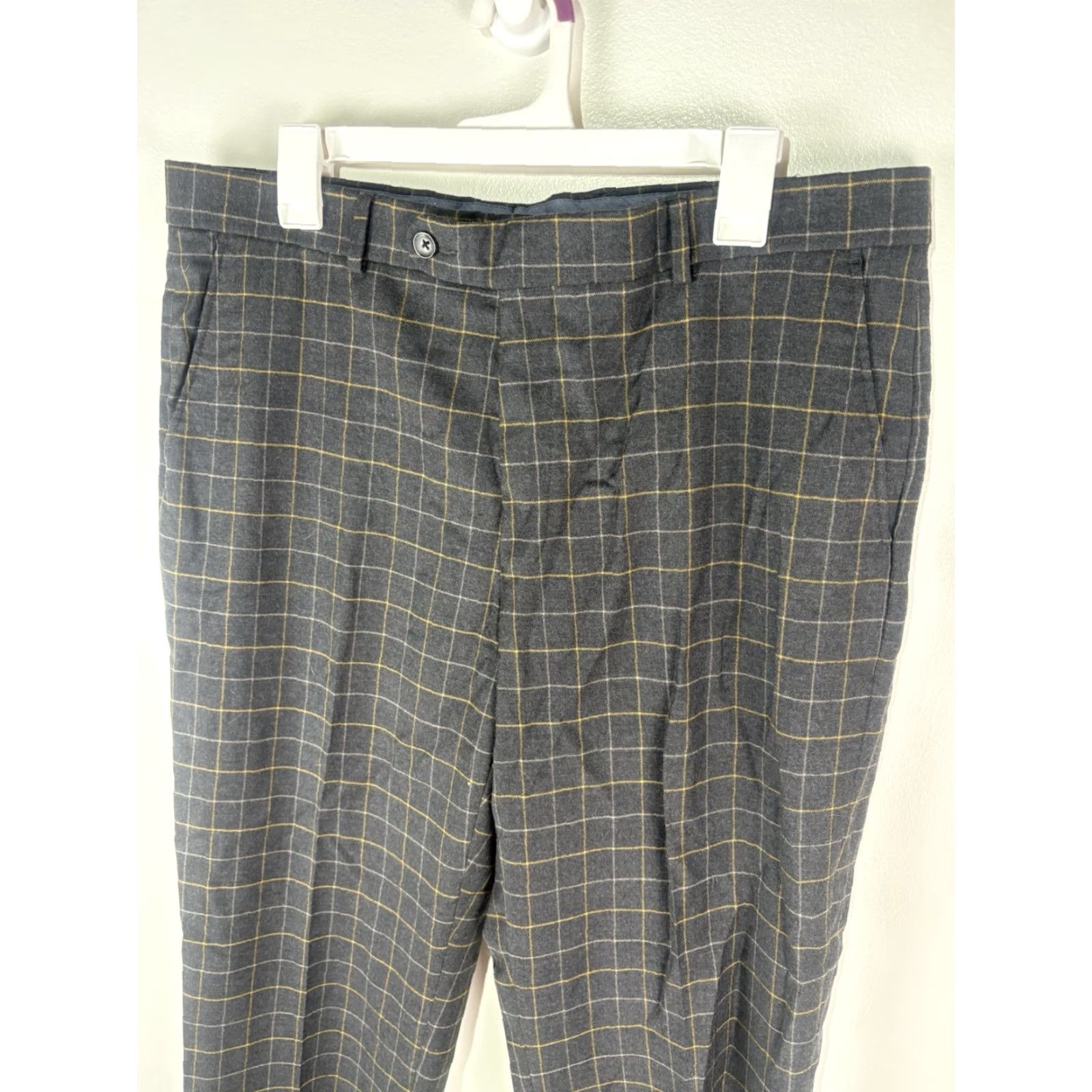 Vintage BALLIN Gray Plaid Dress Pants Men’s Regular Size 36x29 Wool Blend Business Casual Size US 36 / EU 52 - 2 Thumbnail
