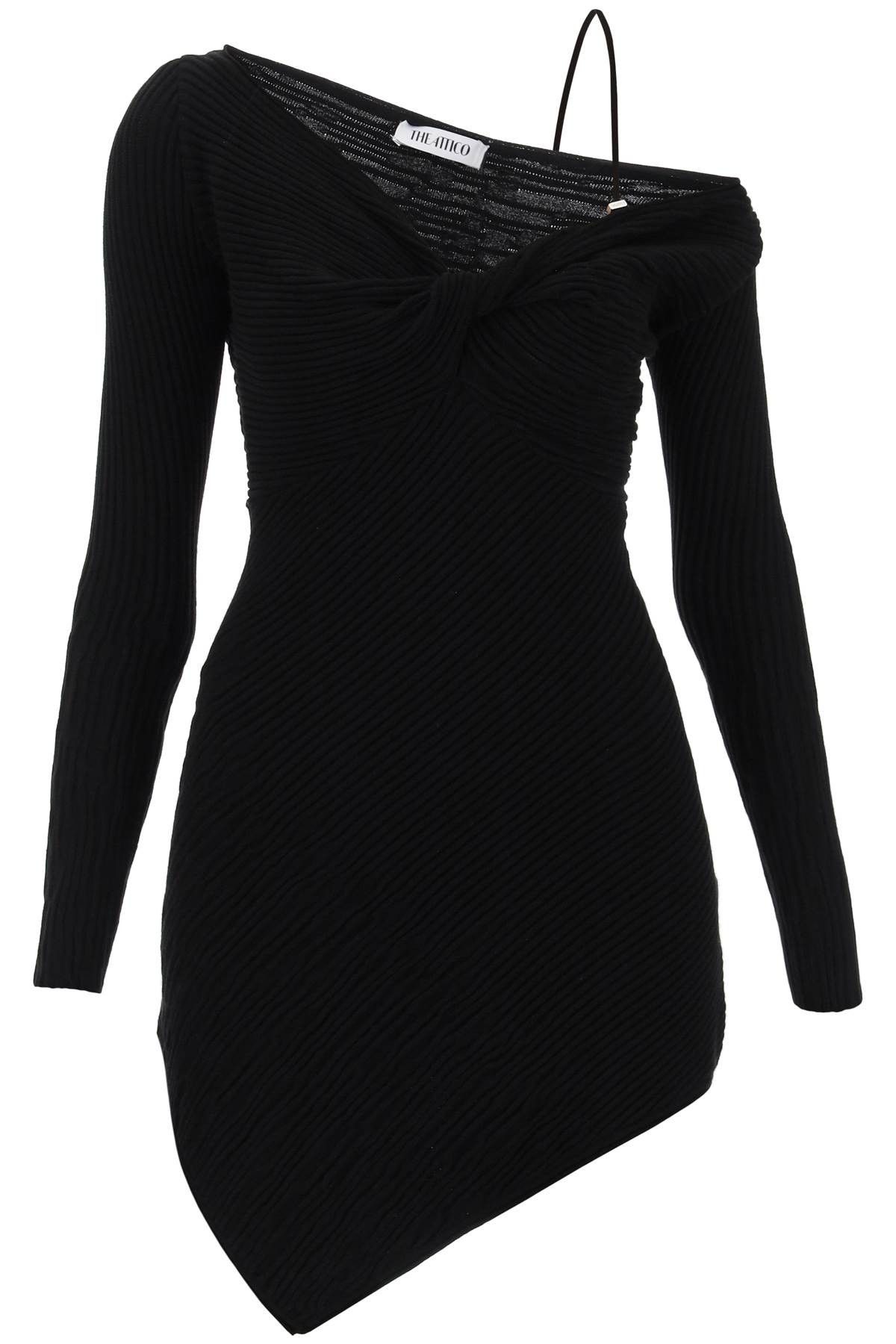 image of The Attico 'desai' Mini Dress In Texturized Knit in Nero, Women's (Size Medium)