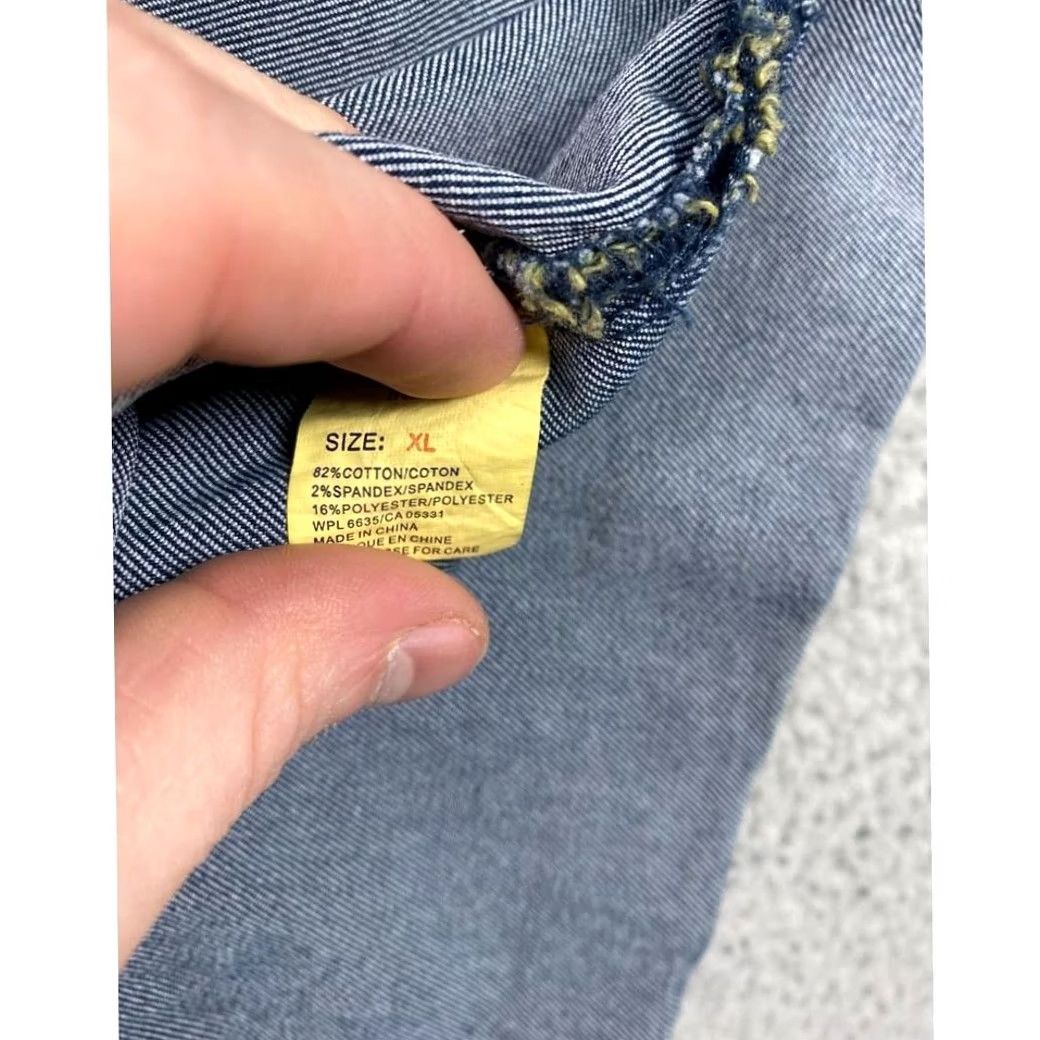 Vintage Woolrich Jean Jacket Womens XL Blue Stretch Snap Button Mandarin Collar Ladies Size 40" / US 18 - 4 Thumbnail