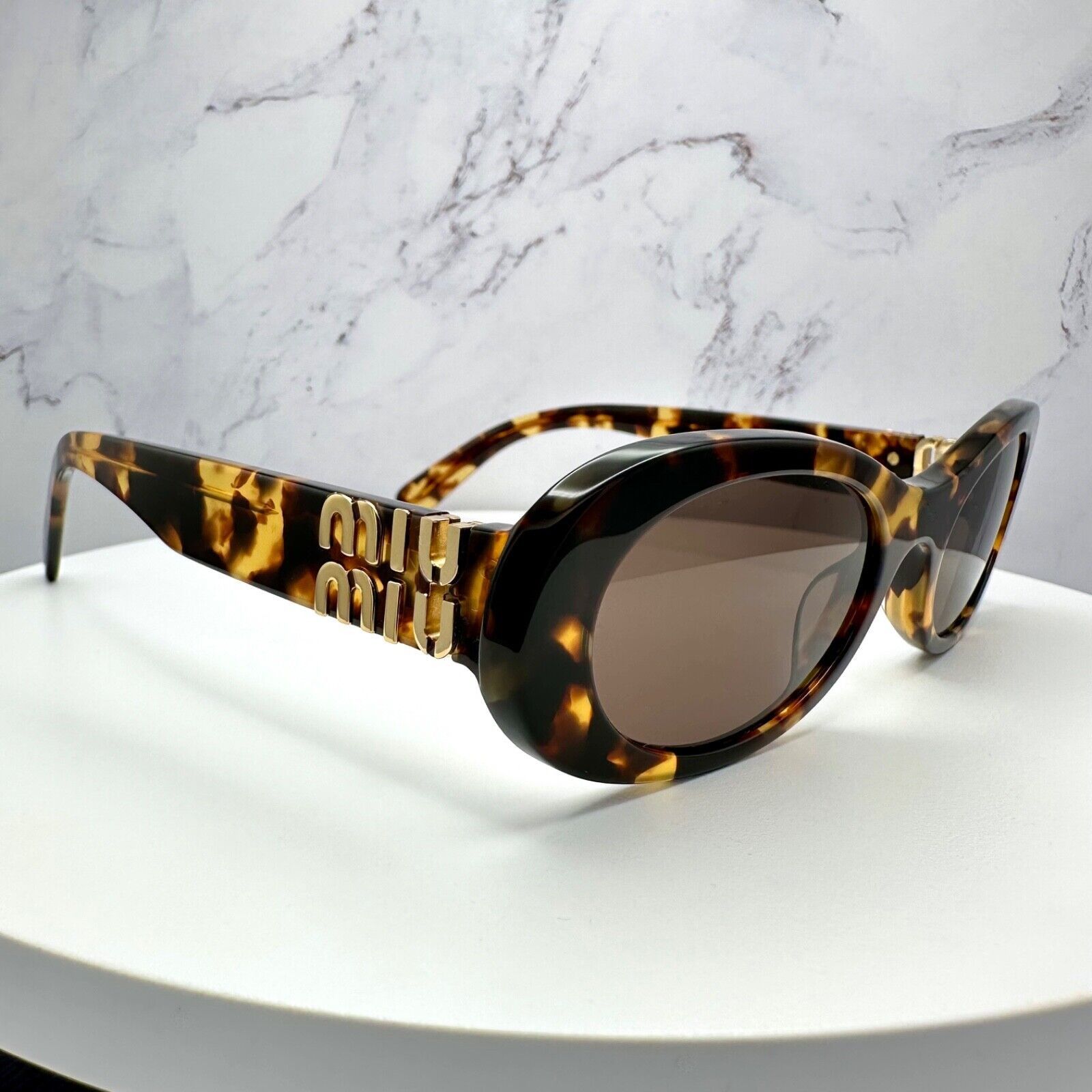 Miu Miu NEW MIU MIU Sunglasses Brown Oval Gold Size ONE SIZE - 11 Thumbnail