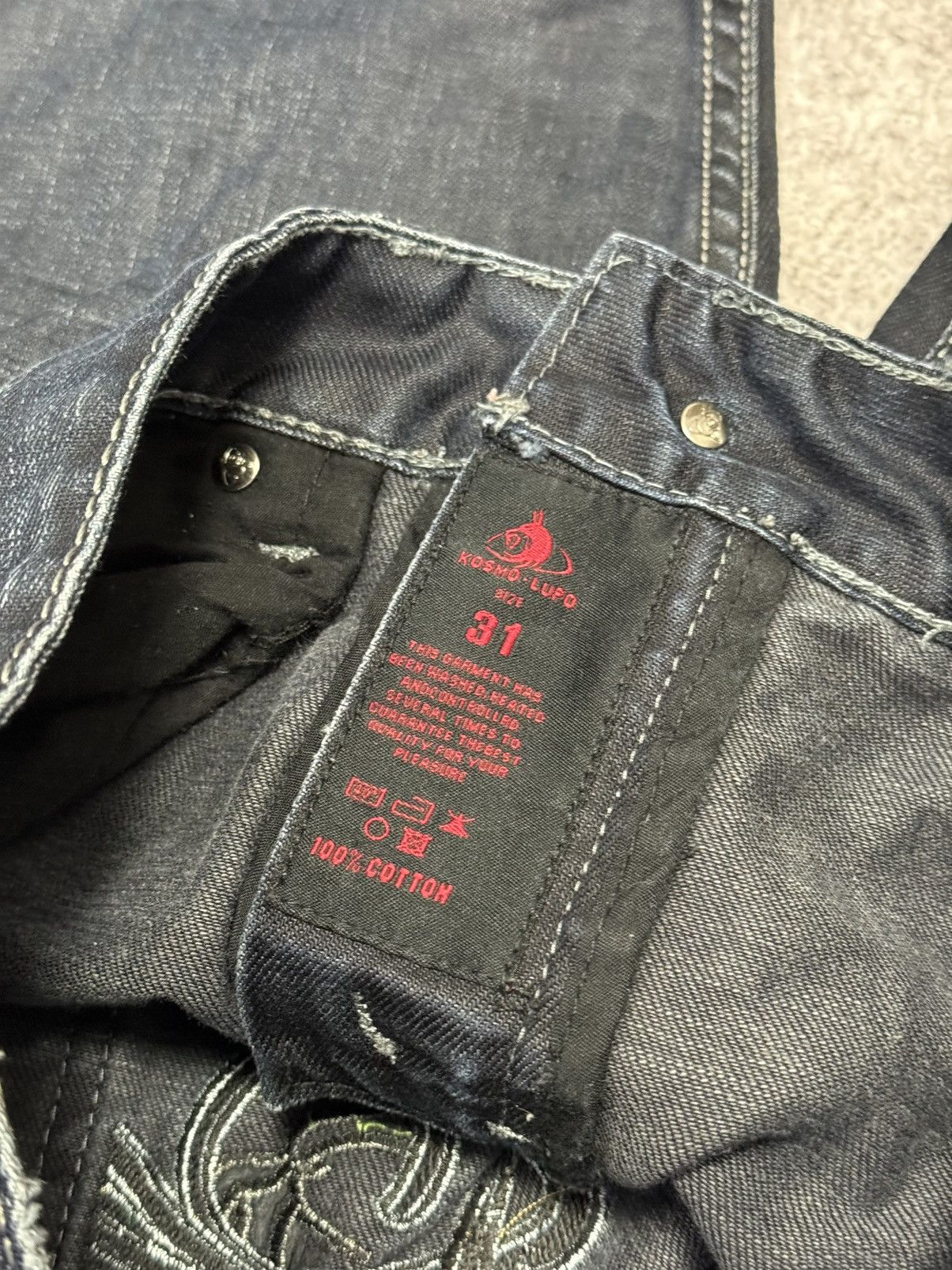 Japanese Brand Avant Garde Japanese Style Ed Hardy Kosmo Lupo Jeans Size US 31 - 3 Thumbnail