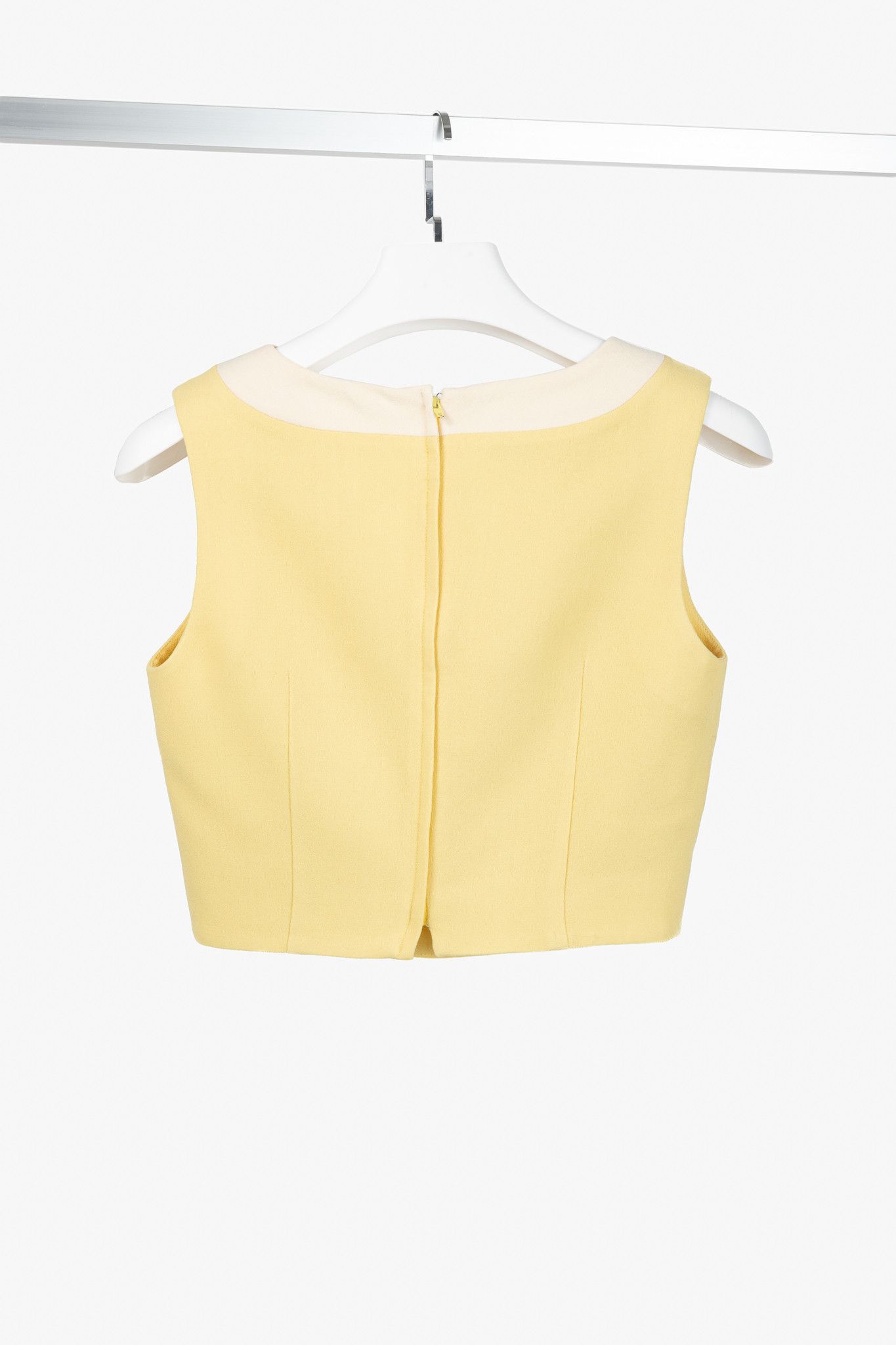 Dolce & Gabbana Yellow Wool-Crepe Stripe Sleeveless Top