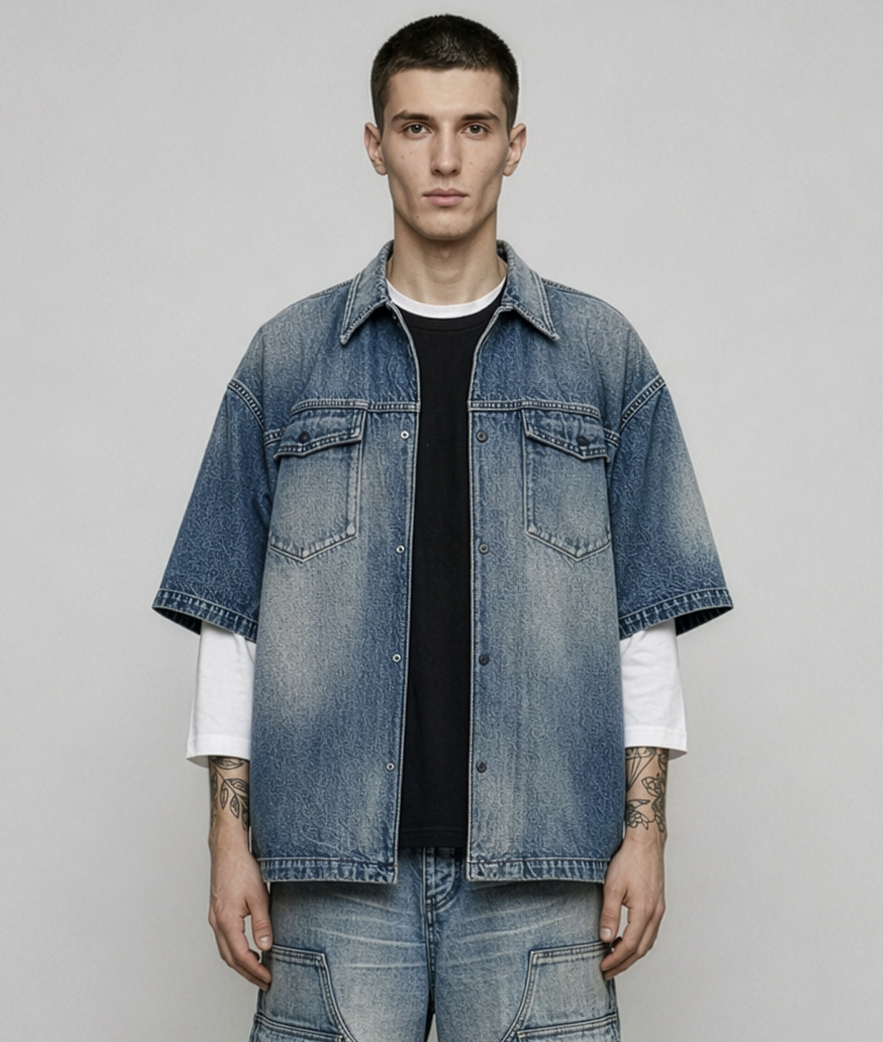 Balenciaga Oversized Masking Tape Denim Shirt Size US M / EU 48-50 / 2 - 3 Thumbnail