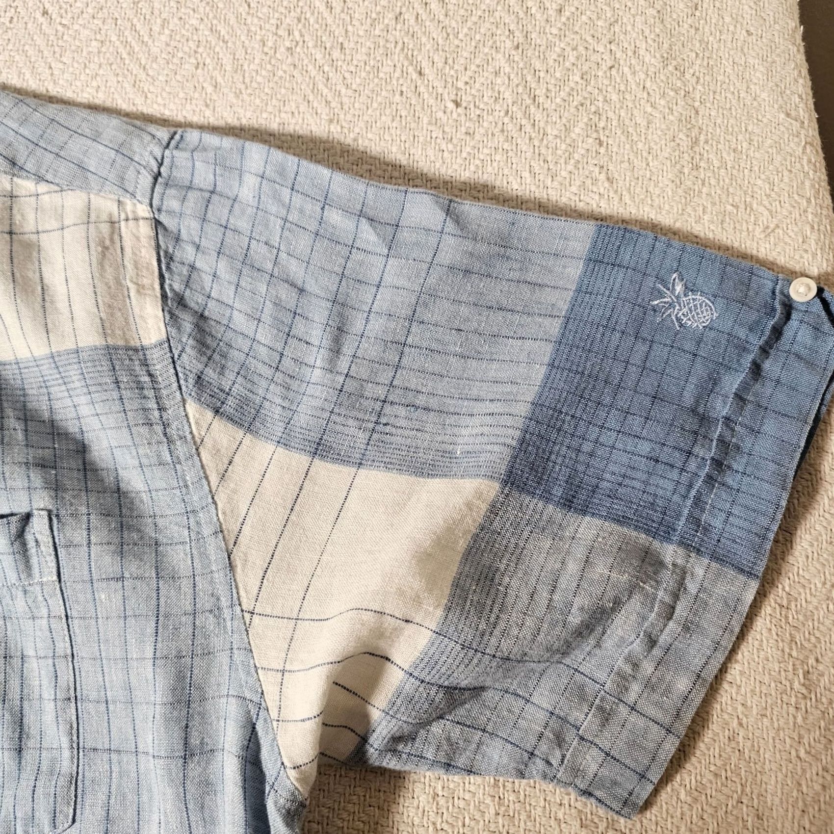 Cubavera Cubavera Shirt Mens L Blue Linen Checkered Button Short Sleeve Beach Size US L / EU 52-54 / 3 - 4 Thumbnail