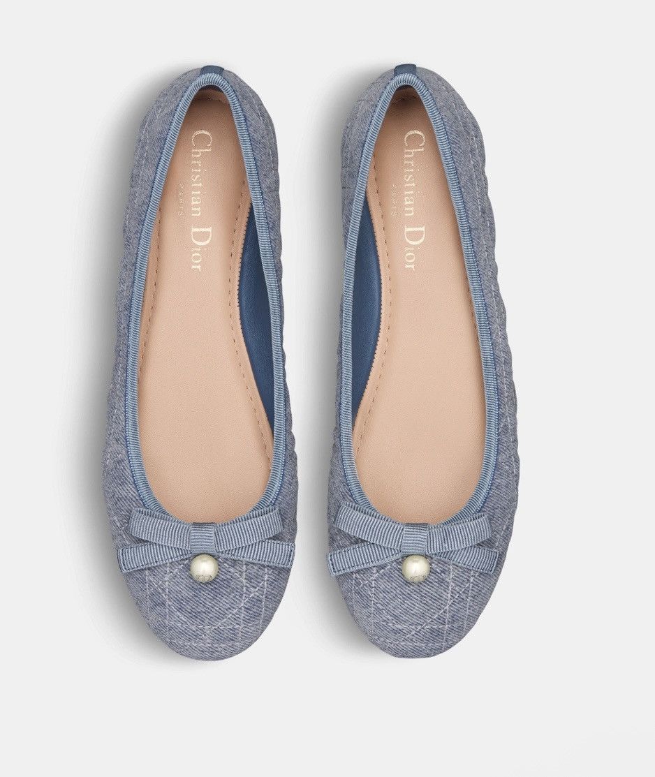 Dior DIOR BALLET FLAT Pastel Yellow Quilted Cannage Calfskin Size US 8 / IT 38 - 3 Thumbnail