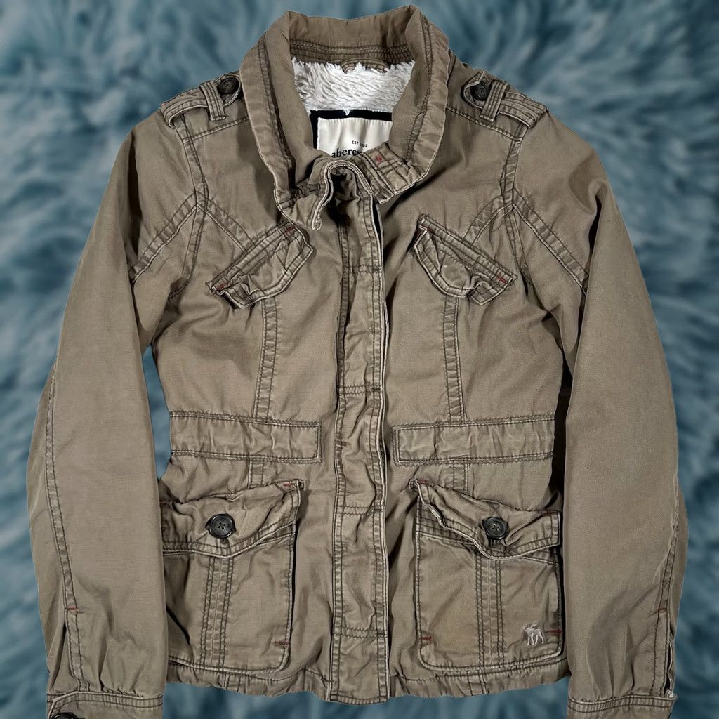 Abercrombie & Fitch VINTAGE Abercrombie & Fitch Women’s Military Jacket XL Brown Sherpa Lined Cotton Military Jacket Women XL Brown Size XL / US 12-14 / IT 48-50 - 1 Thumbnail