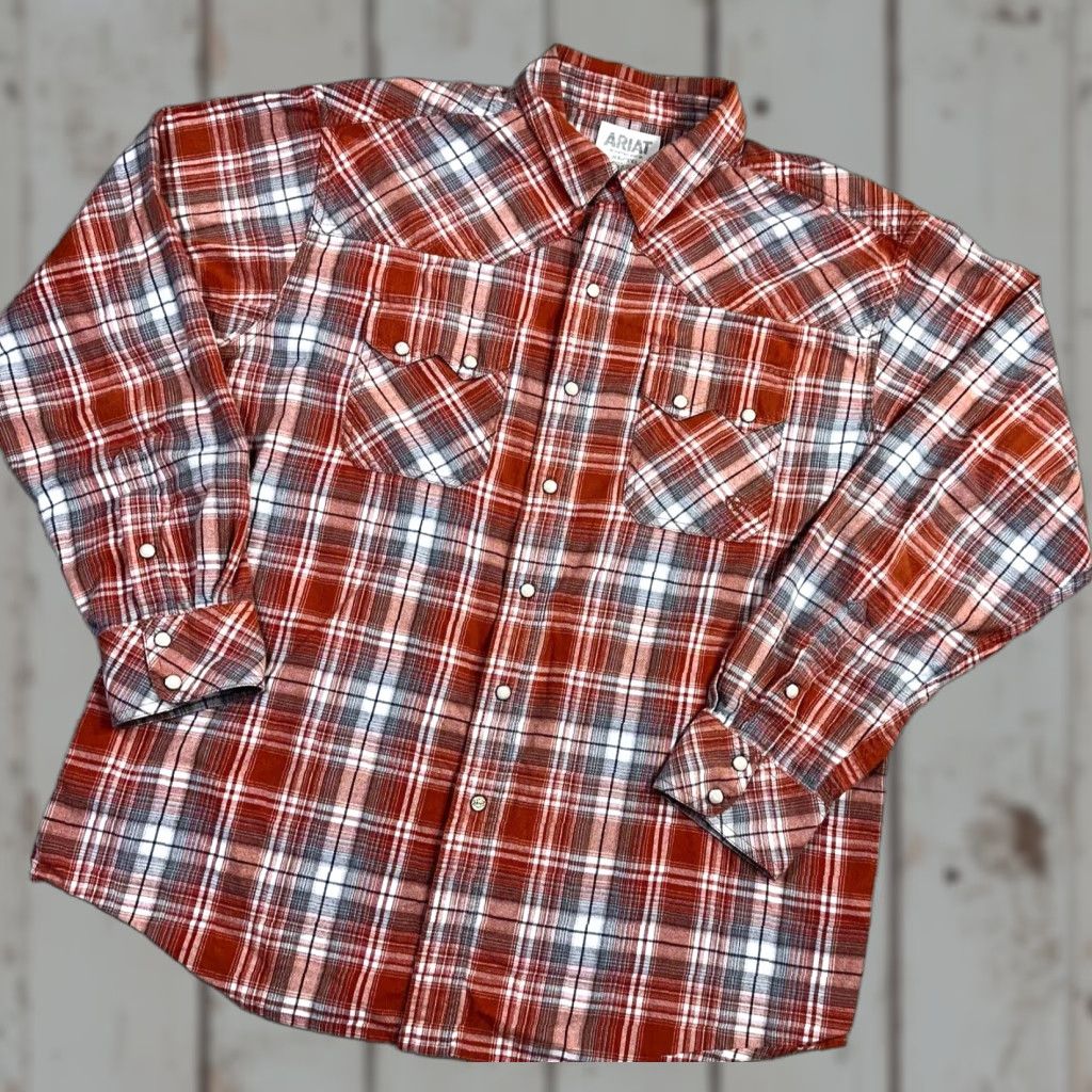 Ariat Ariat Mens XL Western Plaid Button Up Cowboy Rodeo Long Sleeve Pearl Snap Ranch Rodeo Size US XL / EU 56 / 4 - 1 Thumbnail
