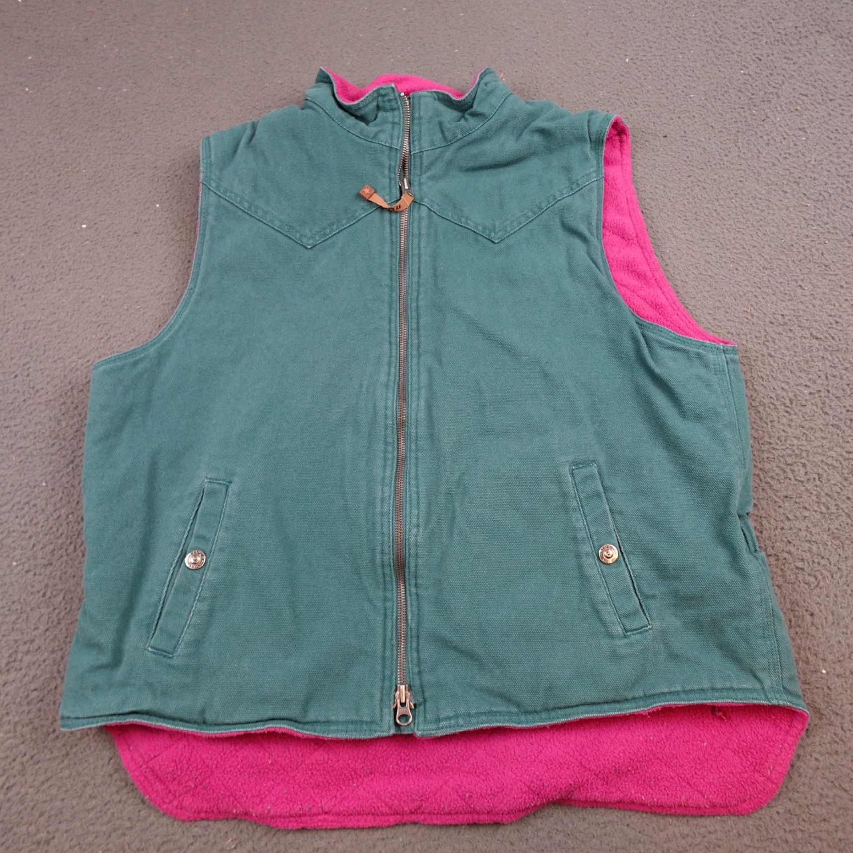 Roper Roper Range Gear Vest Womens Large Green Canvas Quilted Fleece Lined Insulated Western Outdoor Full Zip Pockets Casual Workwear Size L / US 10 / IT 46 - 2 Thumbnail