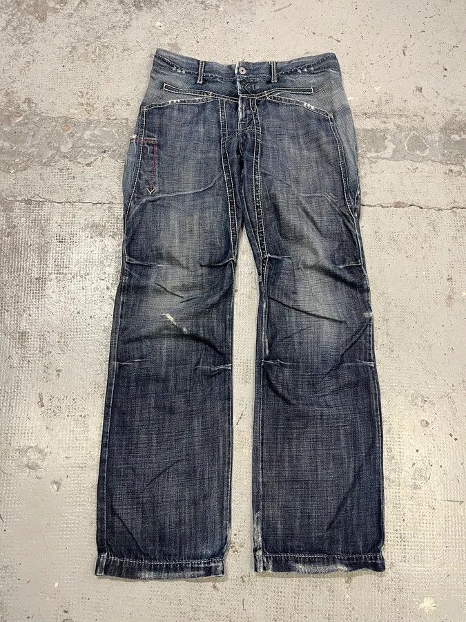 Marithe + Francois Girbaud SS2006 Marithé + François Girbaud Blue Faded Denim Jeans Size US 33 - 1 Thumbnail