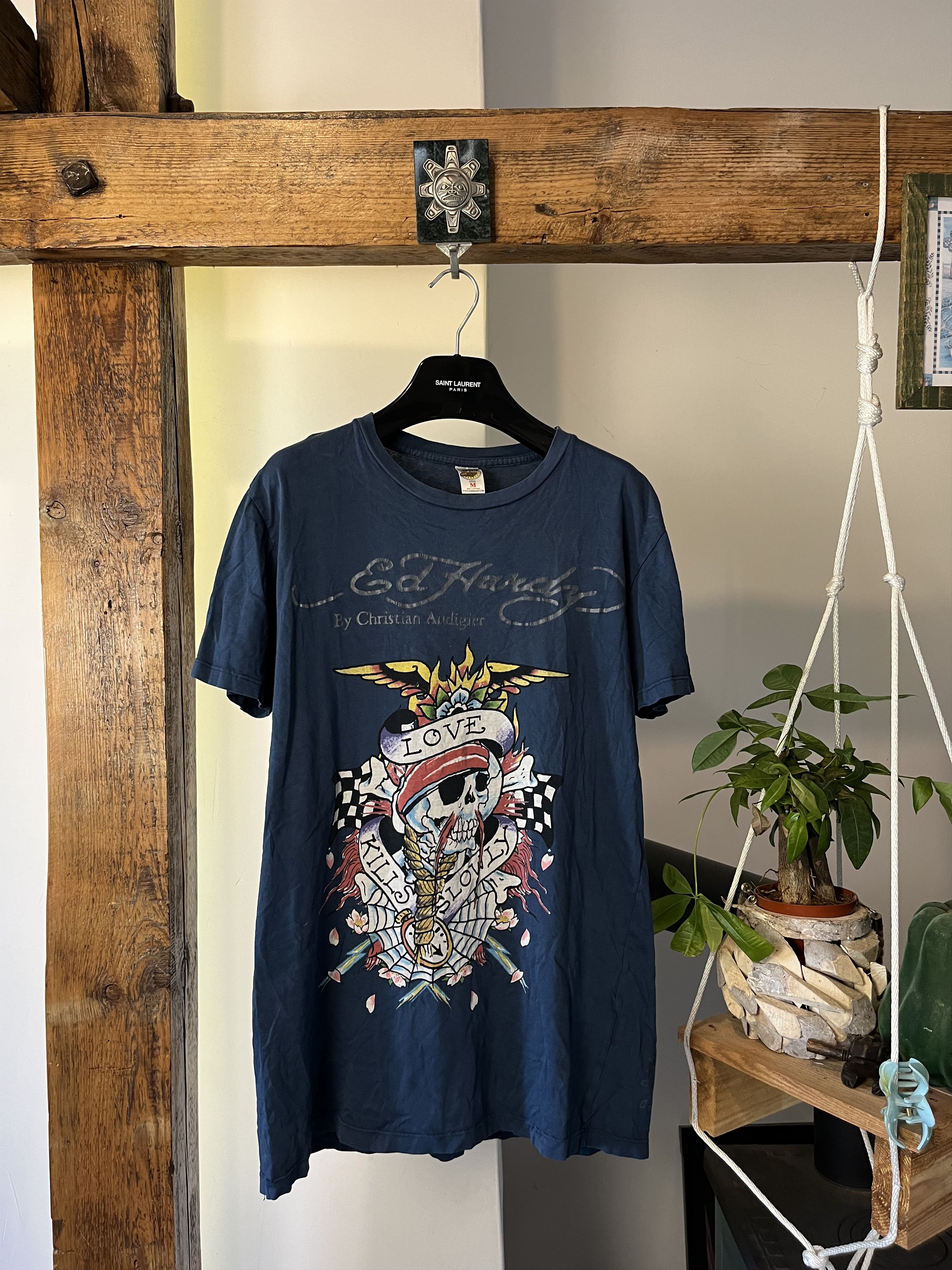 Christian Audigier × Ed Hardy × Vintage Ed Hardy Pirate Skull Love Kill Slowly Overprint T shirt Size US M / EU 48-50 / 2 - 1 Thumbnail