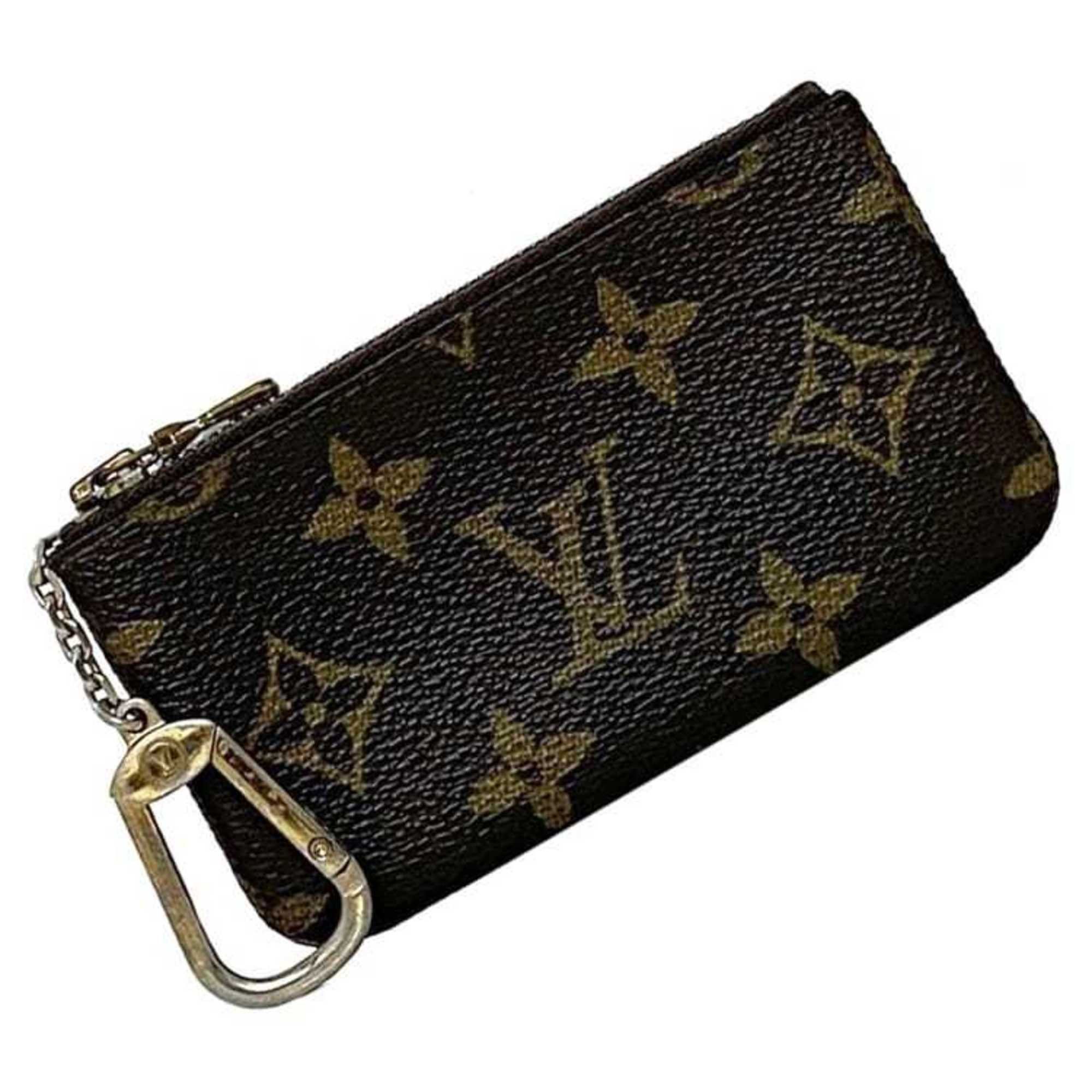 Louis Vuitton Coin Case Pochette Cle Ec-22863 Brown Monogram M62650 Canvas 8904El Louis Vuitton Purse Key Holder Chain Mini Pouch, Women's