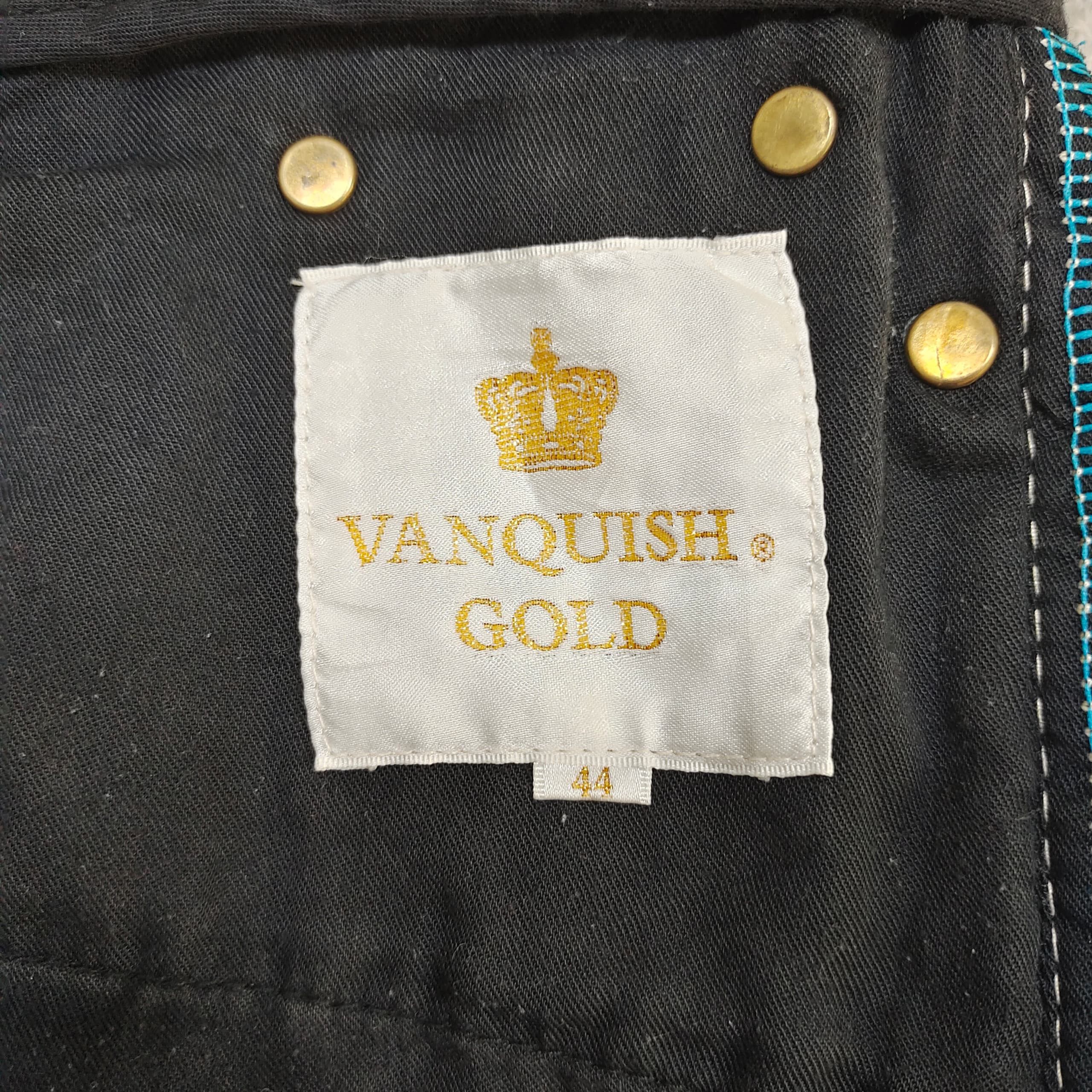 Vanquish Vintage Vanquish Gold Black Distressed Slim-Fit Jeans Size US 34 / EU 50 - 14 Thumbnail