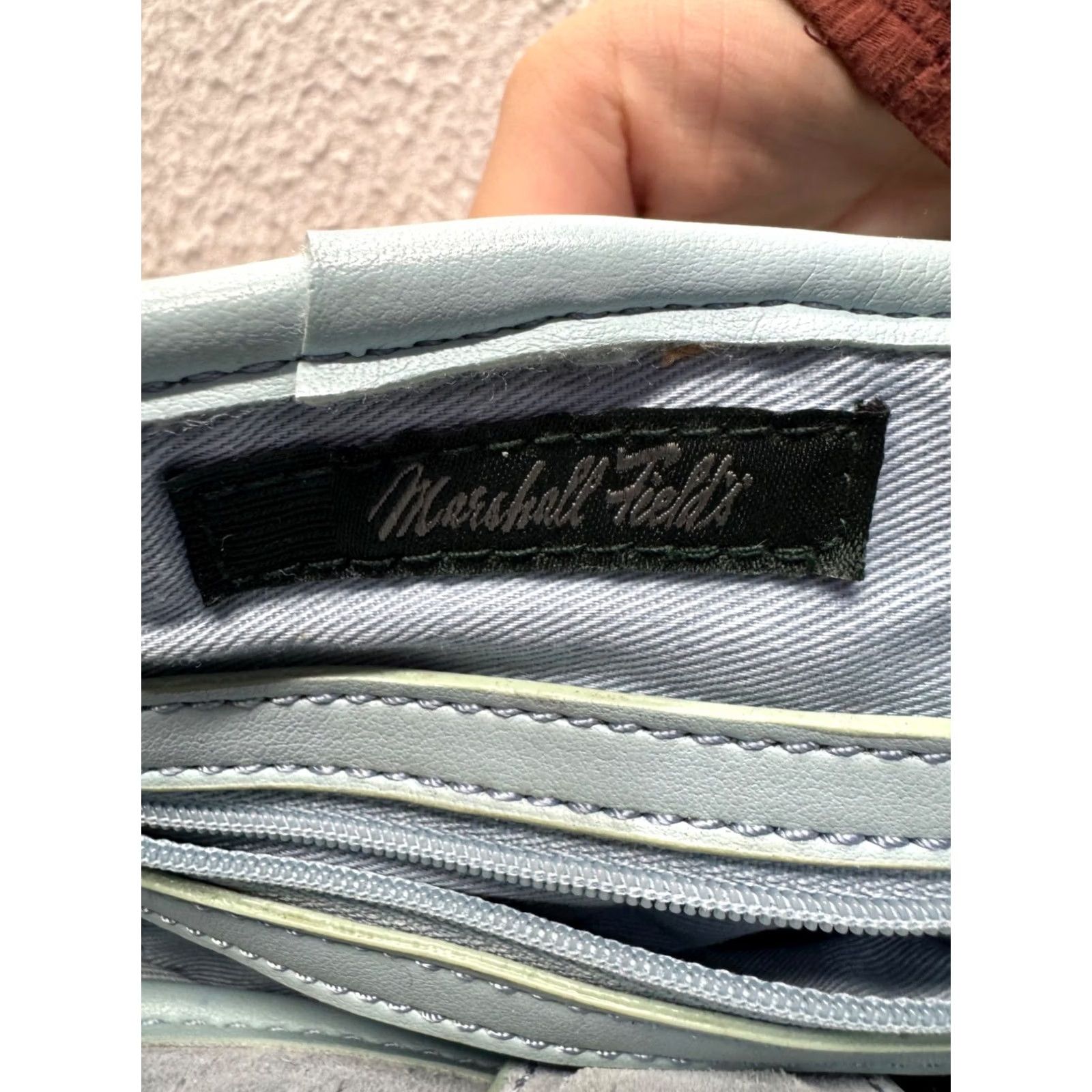 Vintage VINTAGE Marshall Field's Light Blue Leather Studded Shoulder Bag Women Leather Shoulder Bag) Size ONE SIZE - 6 Thumbnail