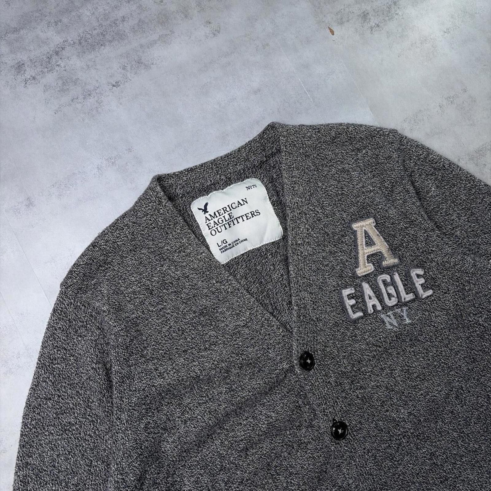 American Eagle Outfitters Y2K Grey American Eagle Grunge Skater Knit Cardigan Size US L / EU 52-54 / 3 - 5 Thumbnail