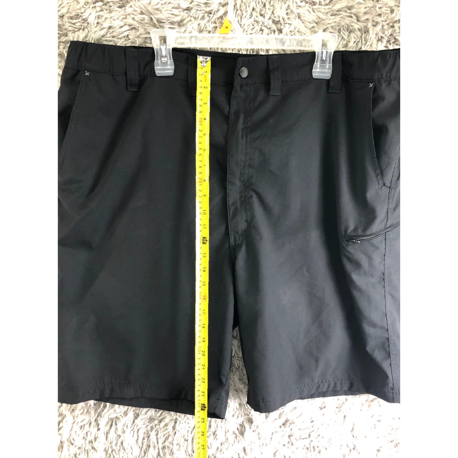 Wrangler Wrangler Bermuda Shorts Mens 46 Black Lightweight Polyester Mid Rise 9in Inseam 5-Pocket Logo Regular Fit Belt Loops Casual Knit Cotton Blend Size US 30 / EU 46 - 3 Thumbnail