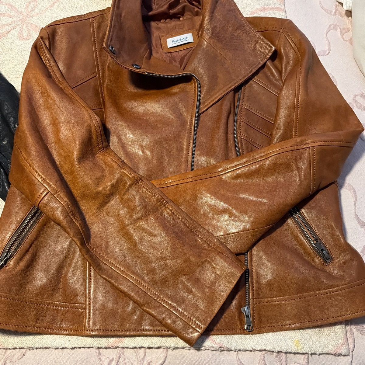 Other Closet Cognac Leather Moto Jacket - Brown Size XL / US 12-14 / IT 48-50 - 10 Thumbnail