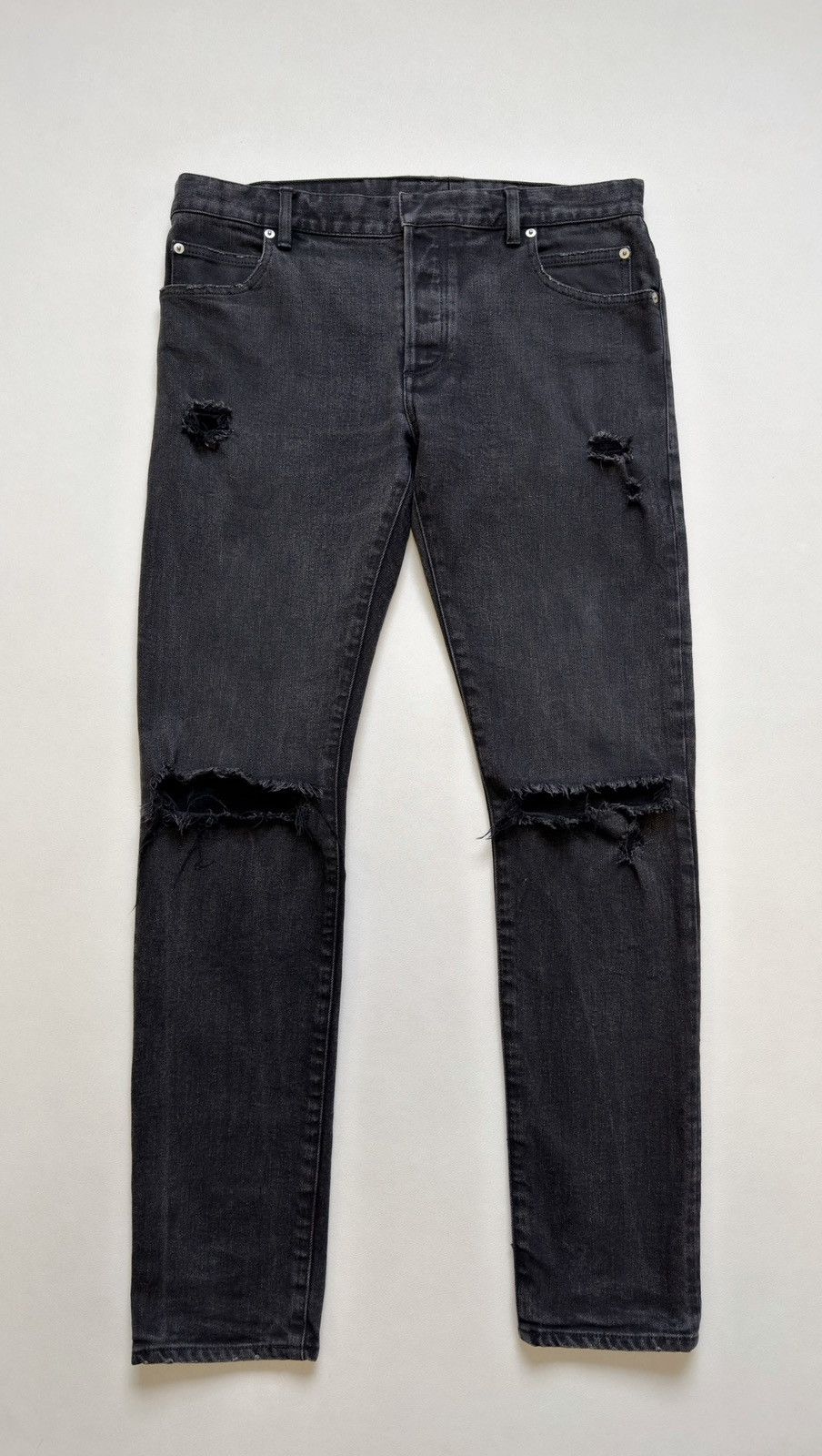 Balmain 2012 ‘Knee Blowout’ Washed Black Jeans Size US 34 / EU 50 - 2 Thumbnail
