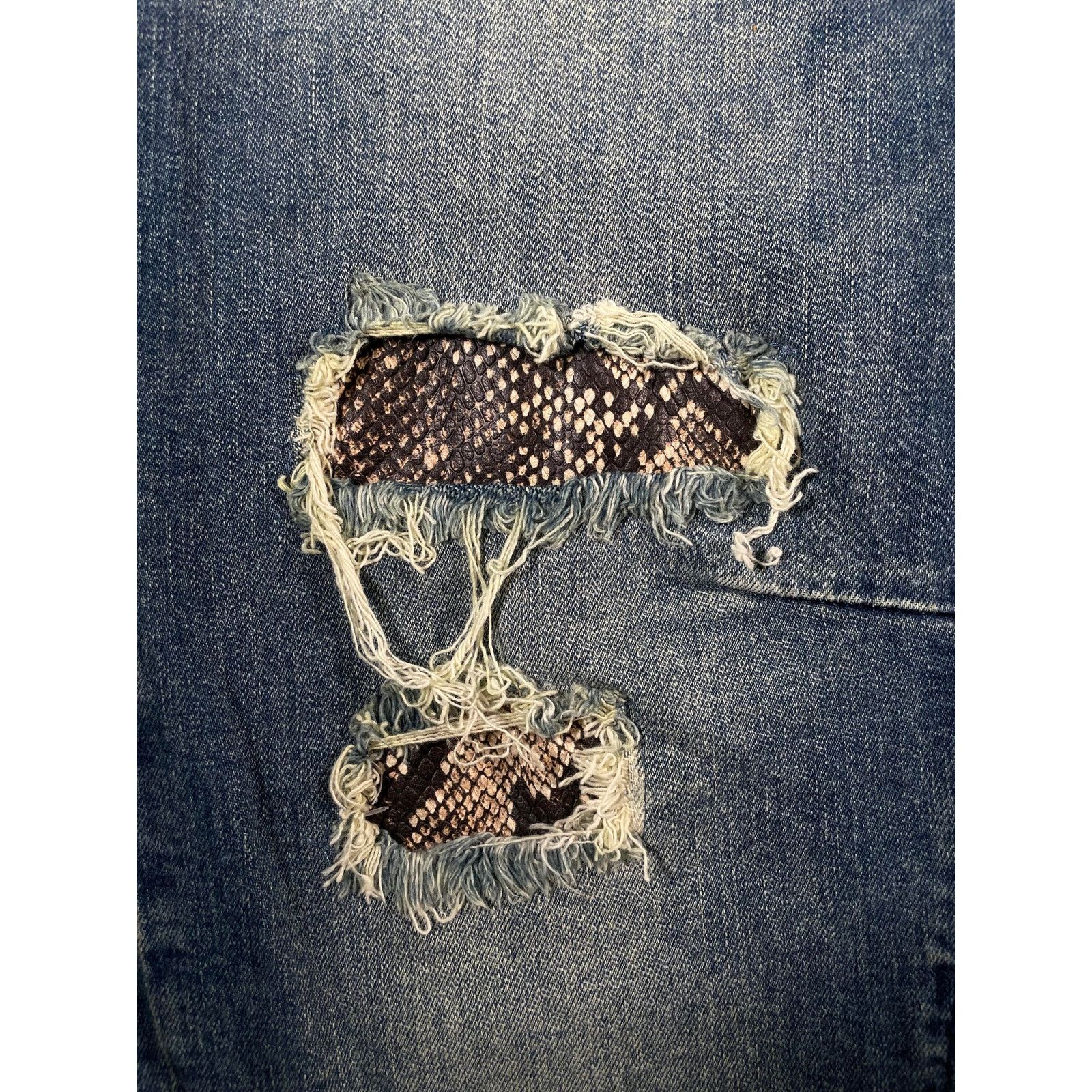 Rta RTA Snakeskin Patchwork Dark Wash Jeans Size US 38 / EU 54 - 3 Thumbnail