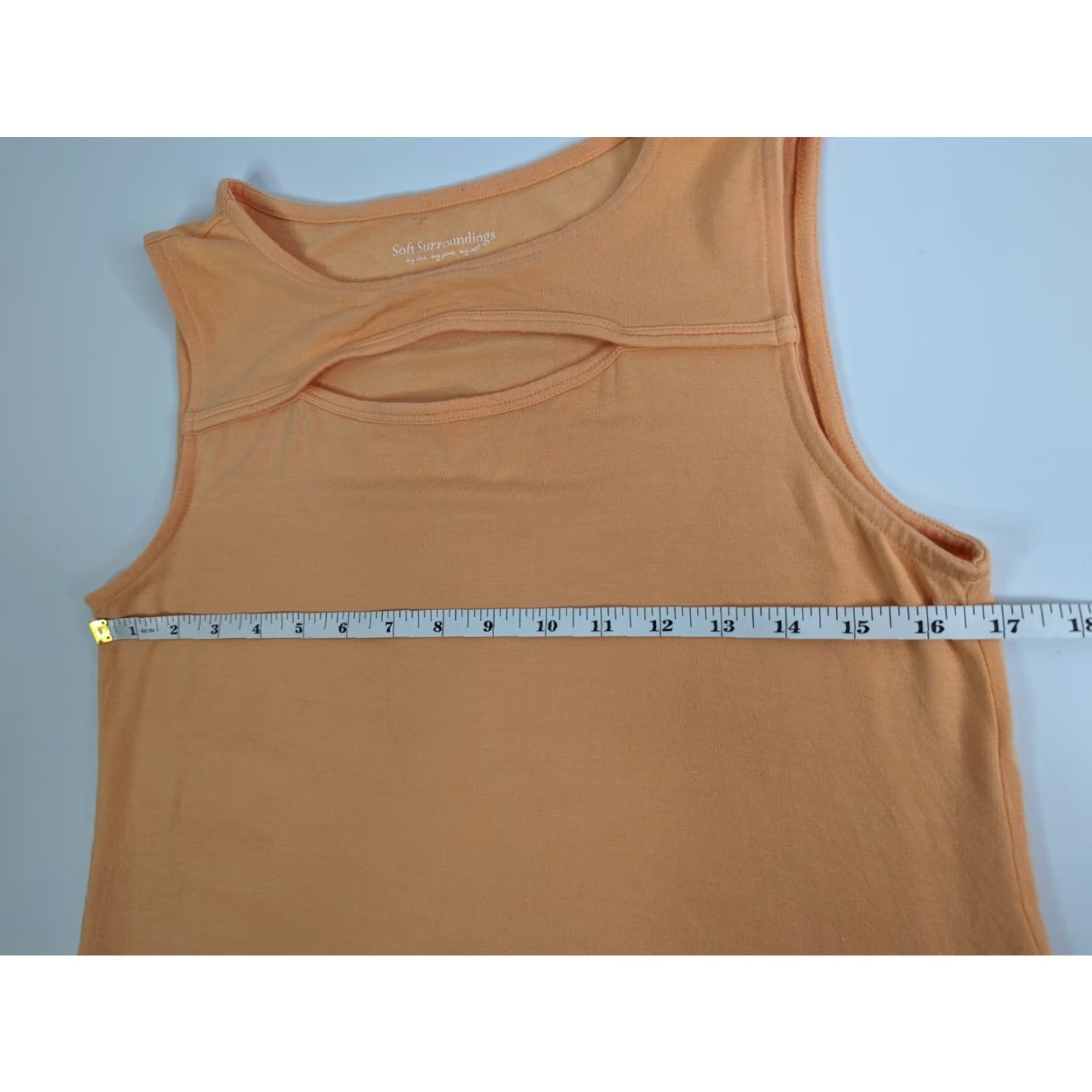 Soft Surroundings Soft Surroundings Top Womens Small Orange Knit Peekaboo Sleeveless Tee Model Tank Jersey Modal Round Neck Casual Tunic Size S Size S / US 4 / IT 40 - 5 Thumbnail