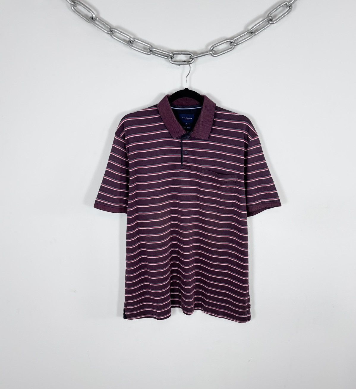 Paul Smith Paul Smith Men’s Burgundy Striped Short Sleeve Polo Shirt Size US XL / EU 56 / 4 - 1 Thumbnail