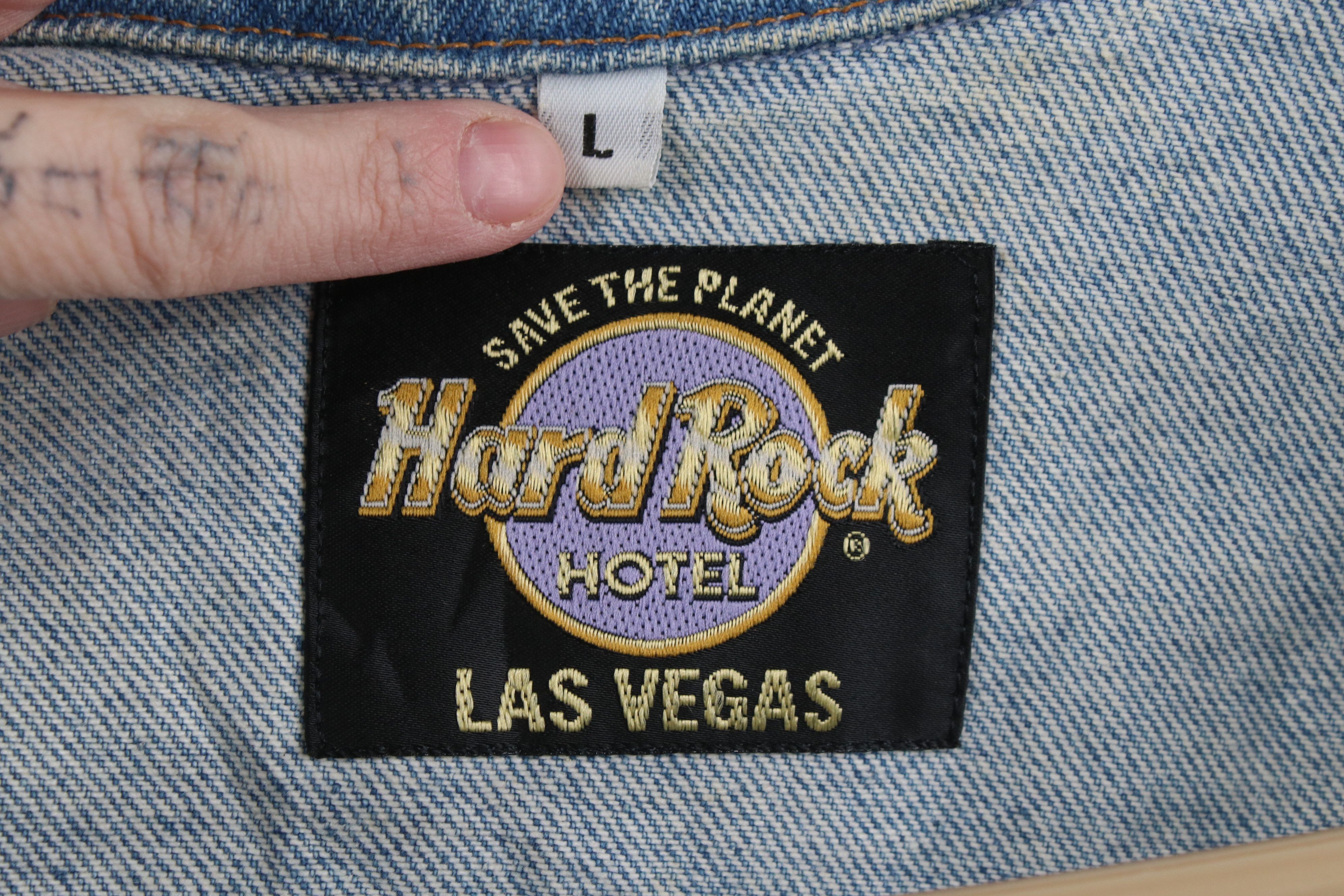 Hard Rock Cafe Vintage 90s Hard Rock Cafe Las Vegas Denim Trucker Jacket Size L / US 10 / IT 46 - 12 Thumbnail
