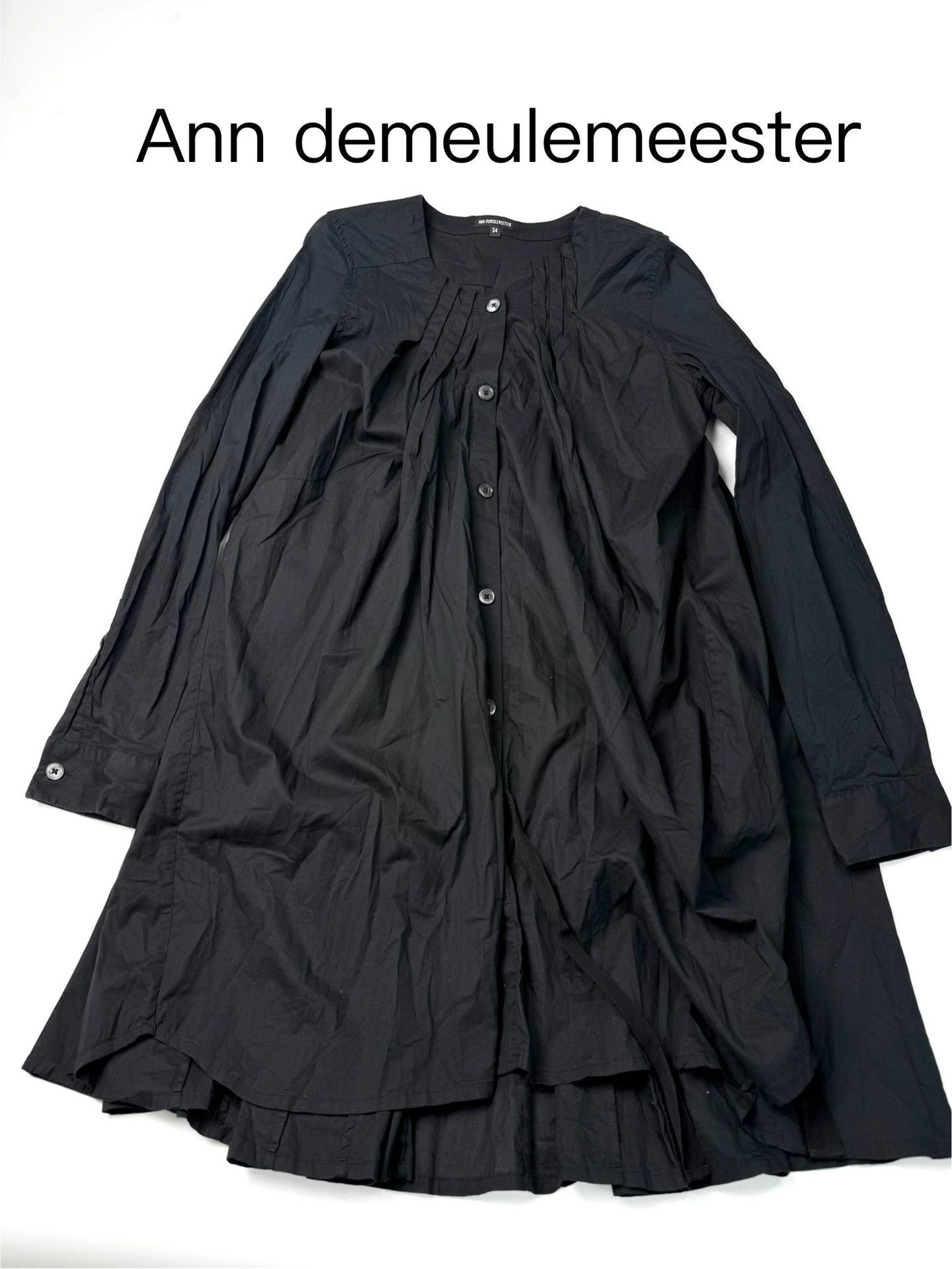 Ann Demeulemeester Ann Demeulemeester Black Pleated Shirt Dress Size XXS / US 00 / IT 34 - 1 Thumbnail