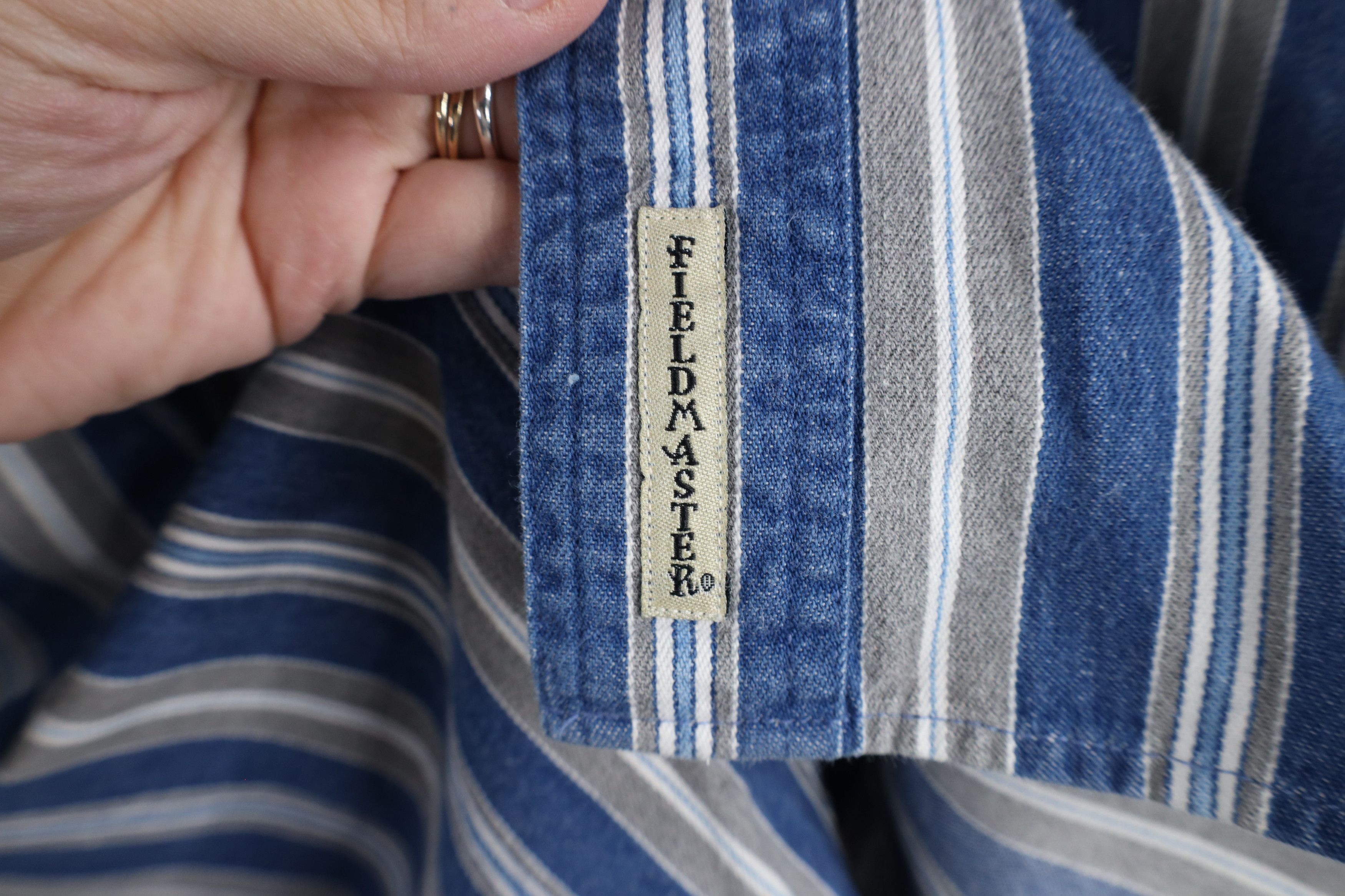 Vintage Vintage 90s Streetwear Striped Denim Jean Button Down Shirt Size US M / EU 48-50 / 2 - 5 Thumbnail