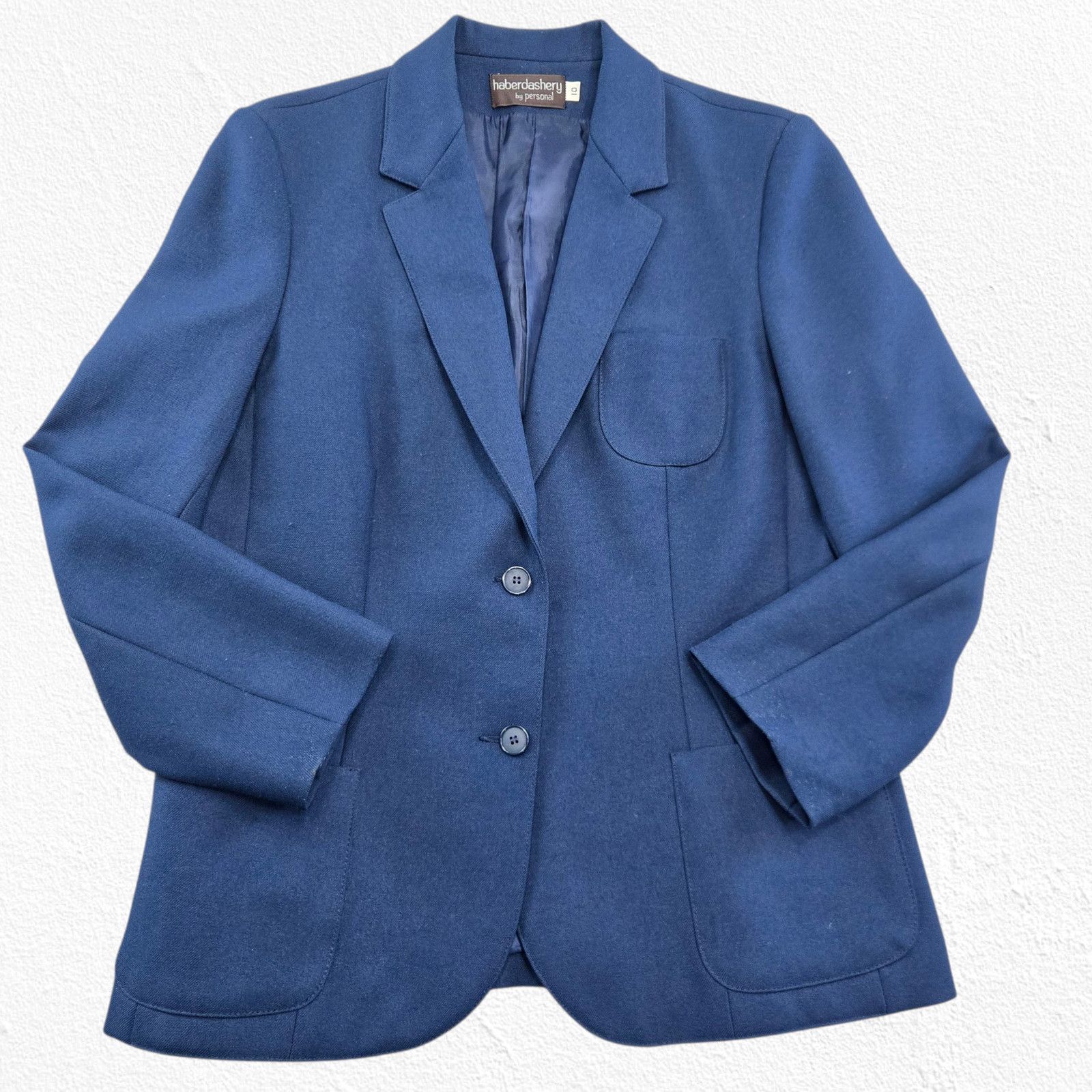 Vintage Vintage Haberdashery Navy Wool Blend Classic Blazer Size 10 Size L / US 10 / IT 46 - 2 Thumbnail
