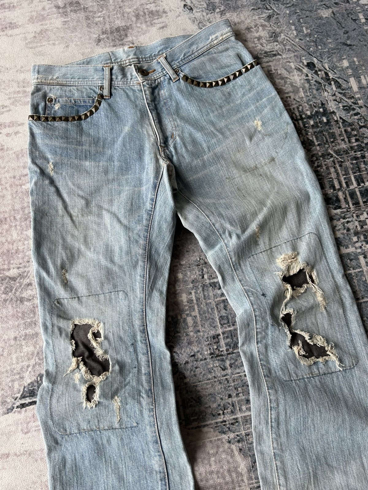 Tete Homme Tete Homme Flared Distressed Jeans Size US 29 - 6 Thumbnail