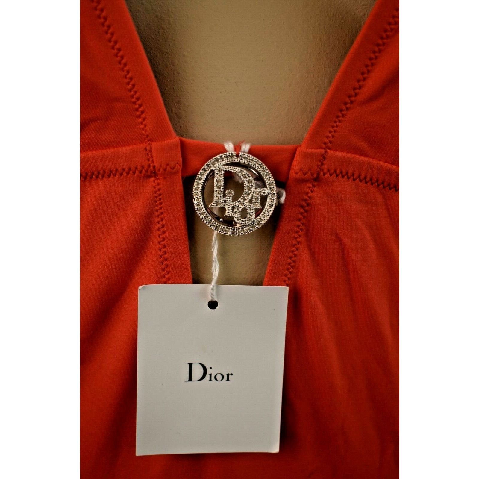 Dior DIOR CORAL NYLON STRETCH SPAGHETTI ONE PIECE SWIMSUIT US 10 Size ONE SIZE - 2 Thumbnail