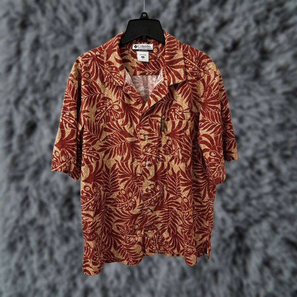 Vintage Columbia Shirt Mens Medium Red Orange Floral Hawaiian Button-Down Short Sleeve Size US M / EU 48-50 / 2 - 1 Thumbnail