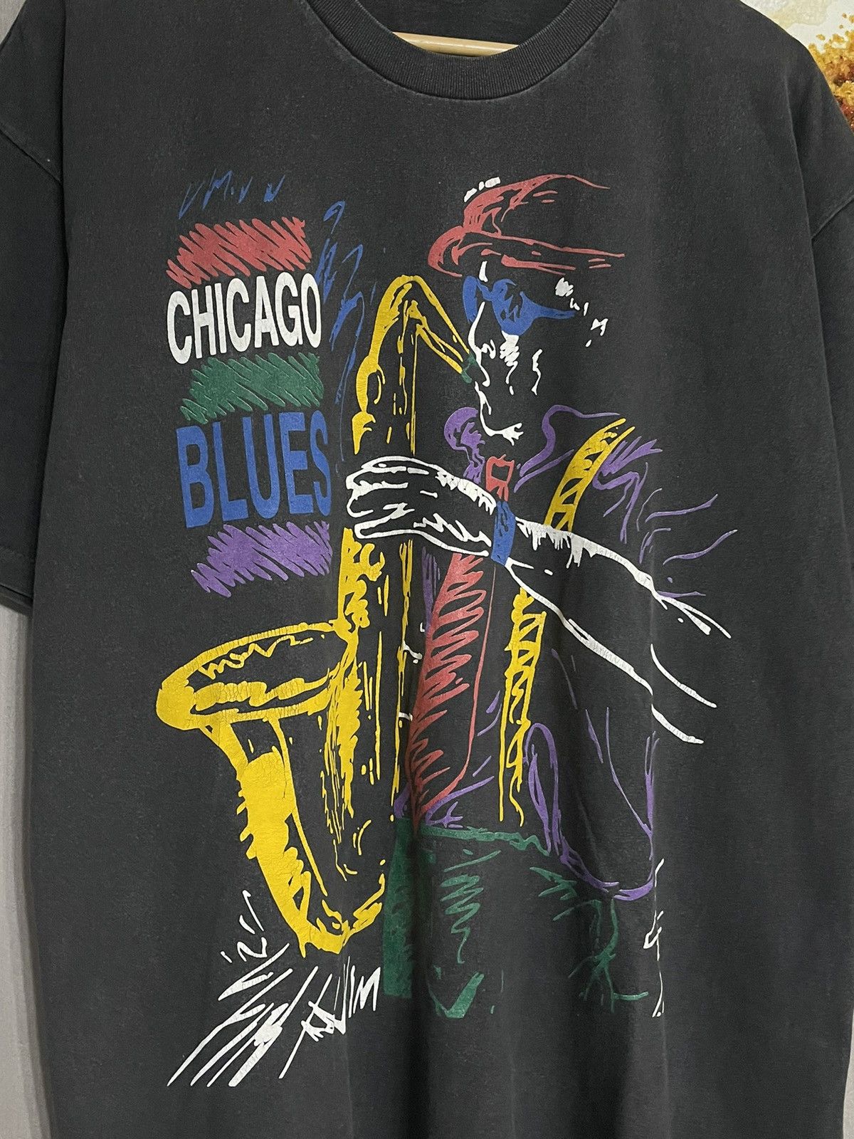 Band Tees Vintage 90s Faded Chicago Blues Stussy Style T-shirt Size US XL / EU 56 / 4 - 5 Thumbnail
