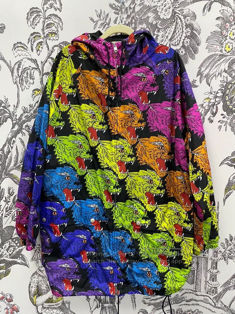Gucci Gucci Colourful tiger head full-print graffiti hooded jack Size US XXS / EU 40 - 1 Thumbnail