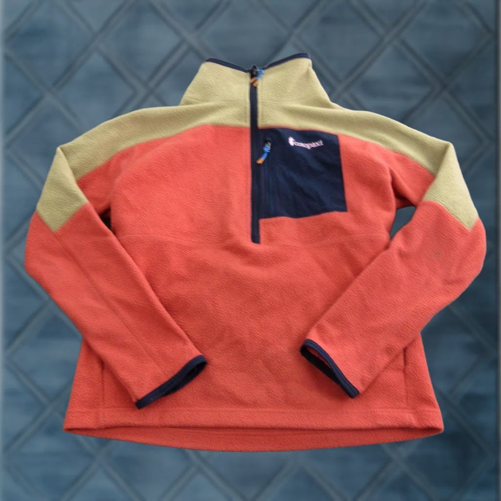 Cotopaxi Cotopaxi Fleece Jacket Mens Small Orange 1/4 Zip Pullover Colorblock Hiking Jacket Mens Small Orange Colorblock 1/4 Zip Zip Pockets Stand-Up Collar Size US S / EU 44-46 / 1 - 1 Thumbnail