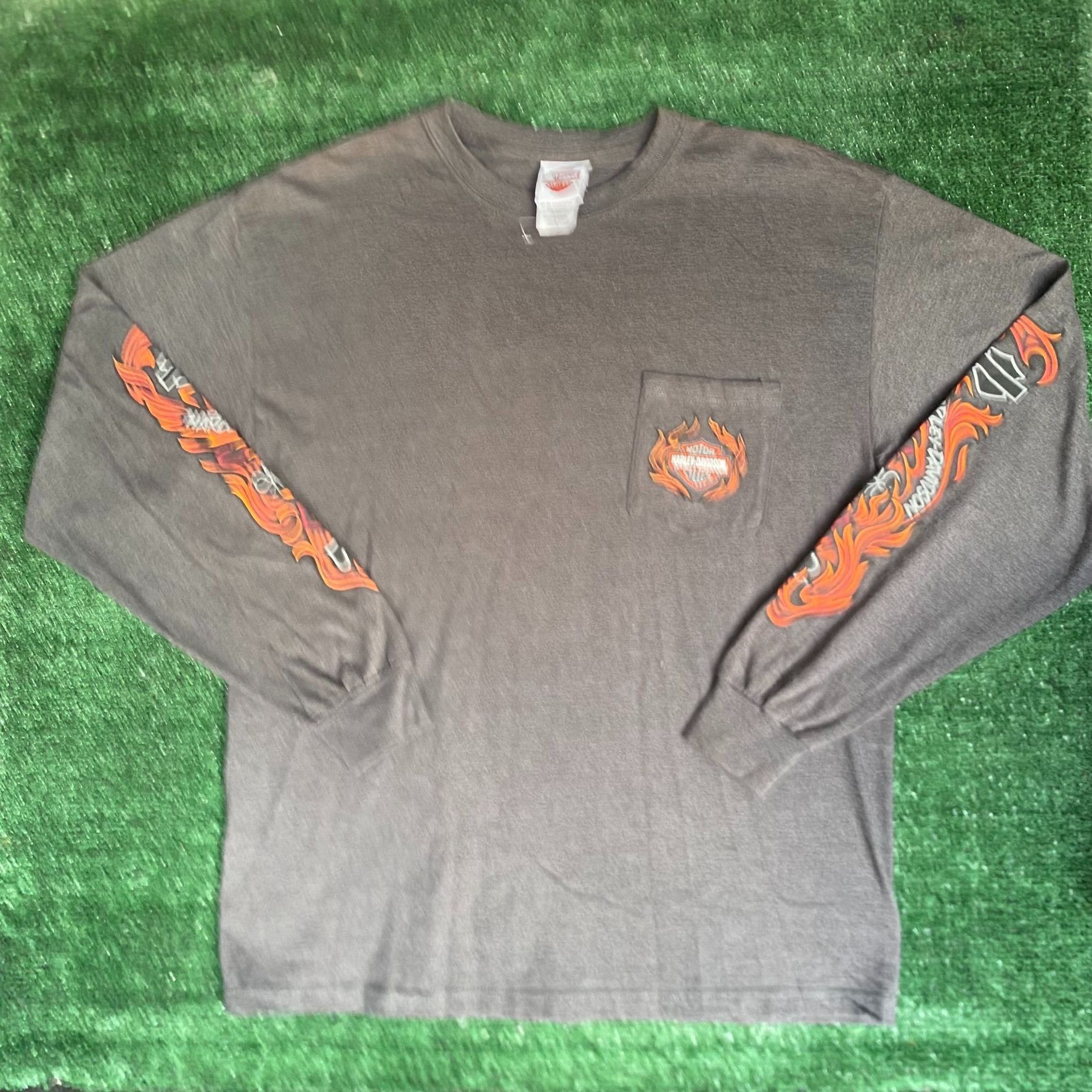 Harley Davidson Harley Davidson Flame Tee Vintage Y2K Moto Biker Logo Shirt Size US L / EU 52-54 / 3 - 1 Thumbnail