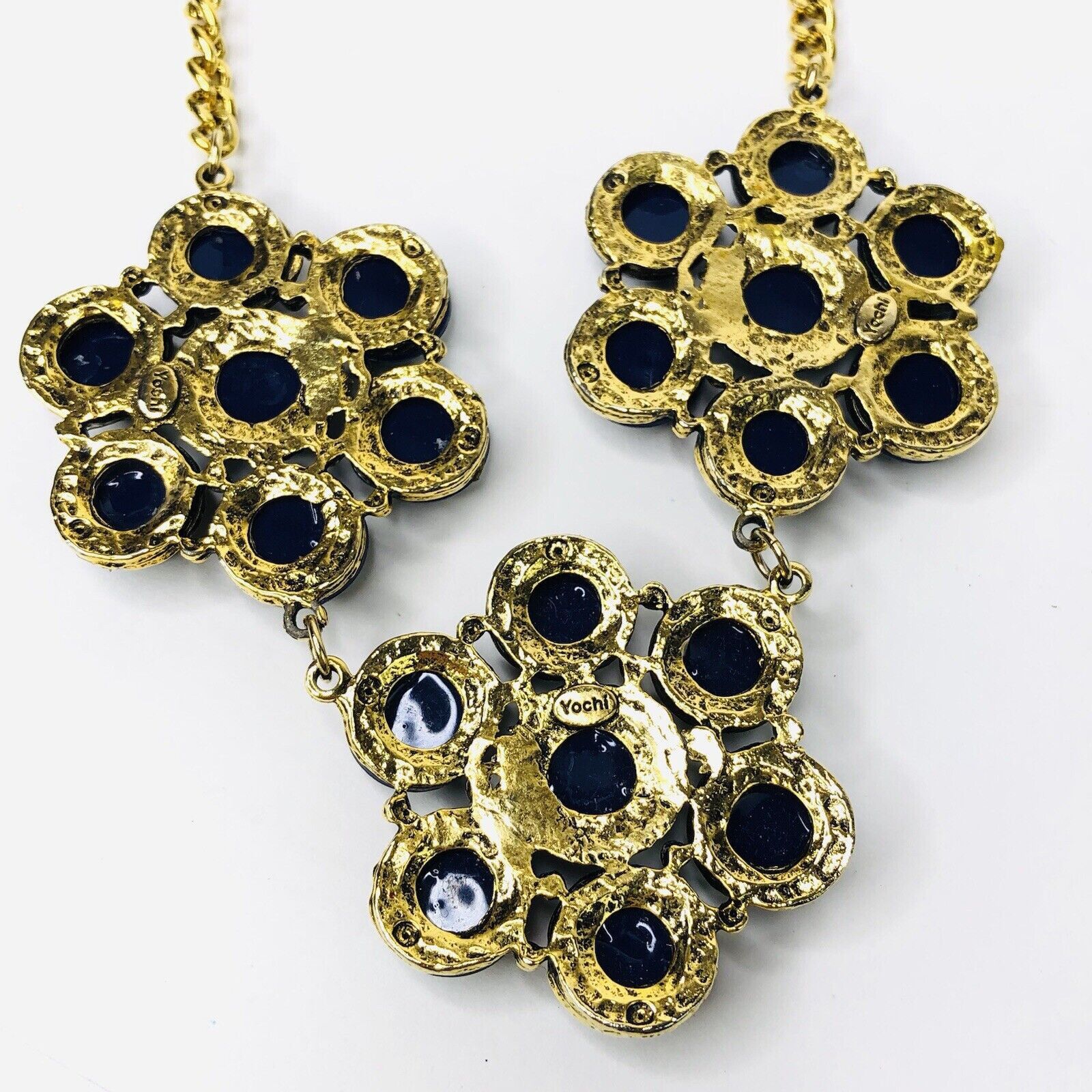 Other Yochi Statement Gold Chain Necklace 18” Navy Blue Cabochon Size ONE SIZE - 4 Thumbnail