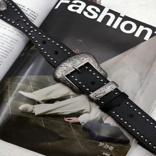 Other Black Western Belt with Engraved Buckle Size ONE SIZE - 6 Thumbnail