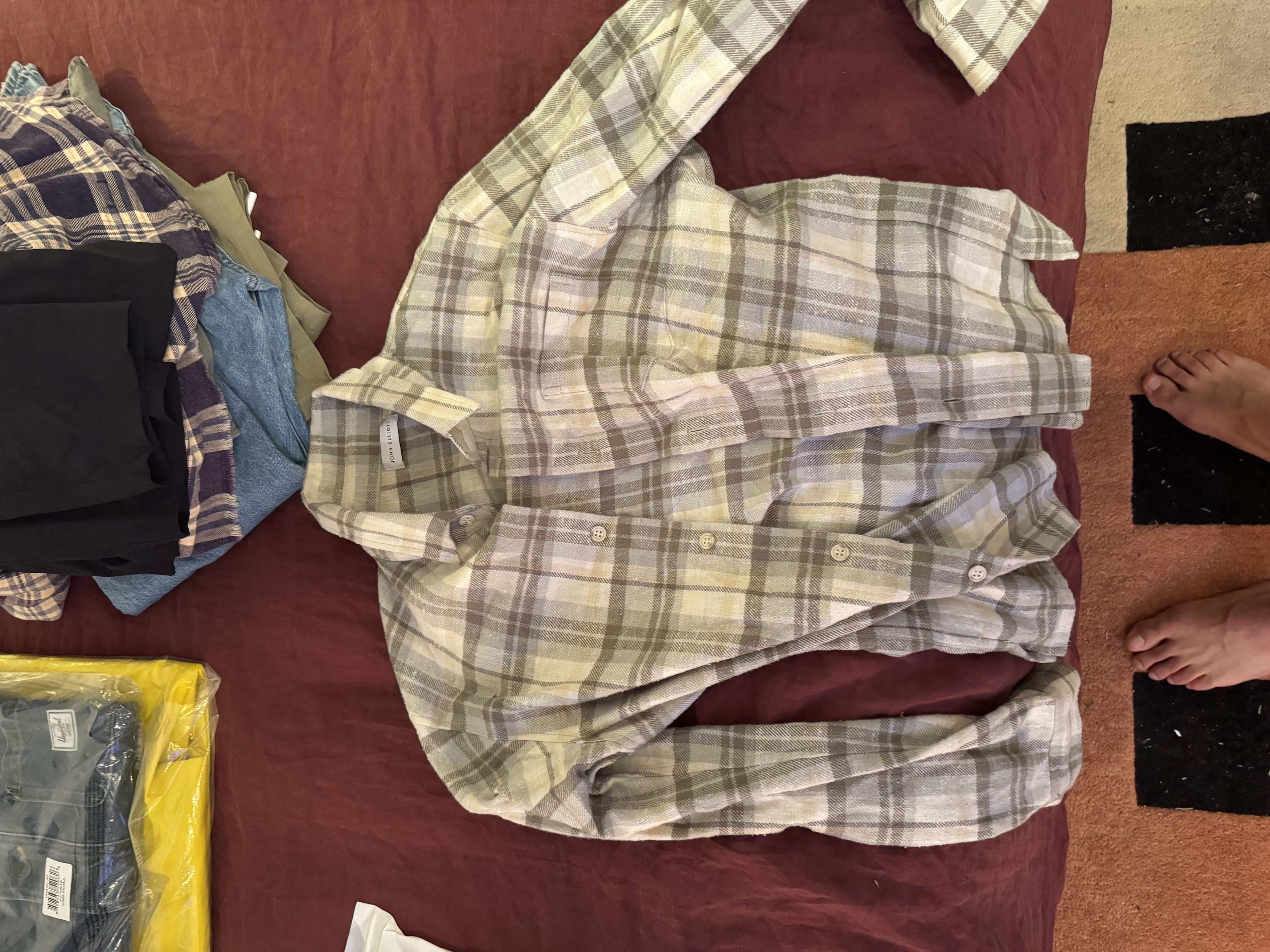 image of John Elliott Plaid Shirt in Green, Men's (Size Medium)