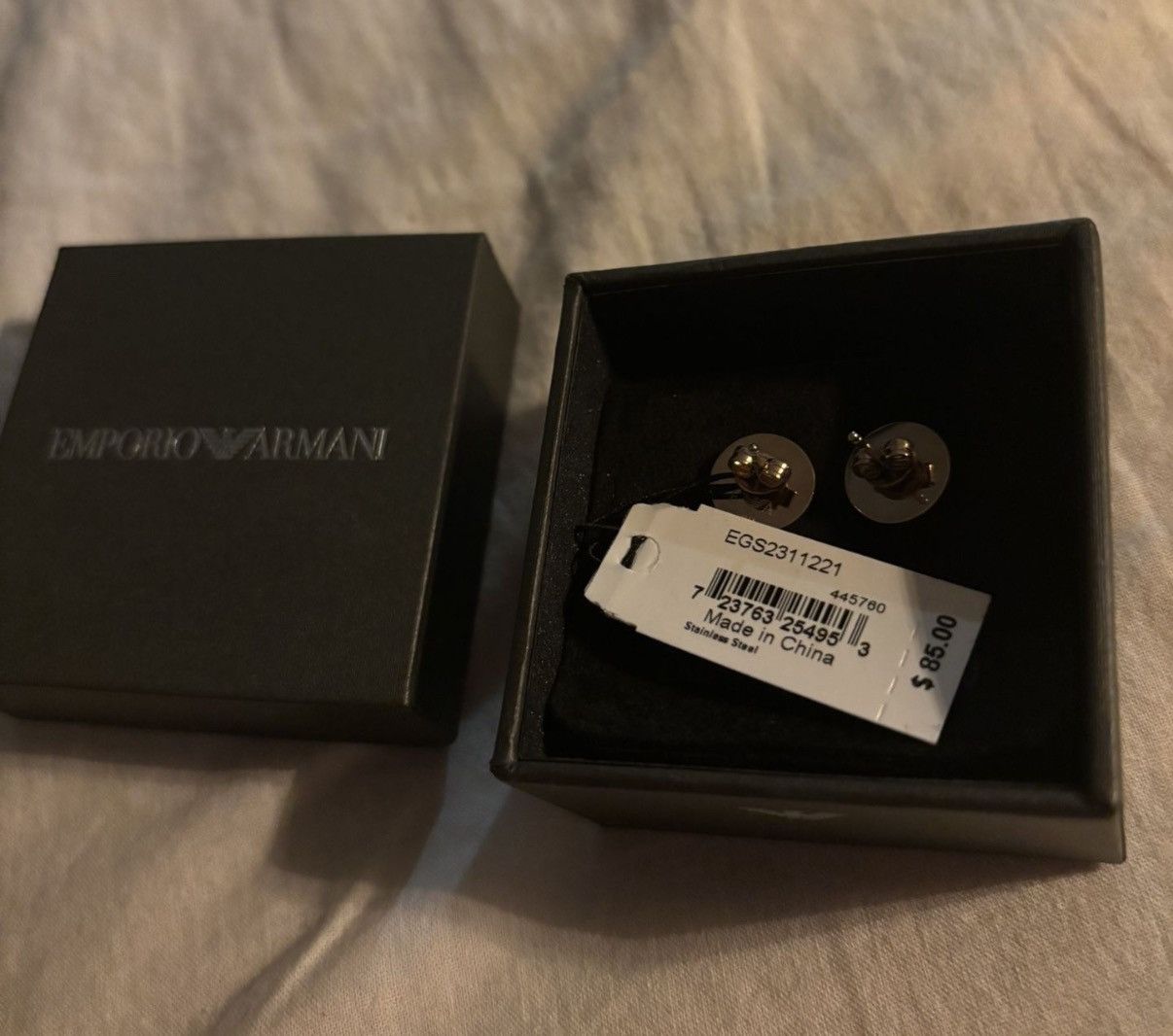 Emporio Armani Emporio Armani Logo Crystal Studs Earrings Size ONE SIZE - 3 Thumbnail