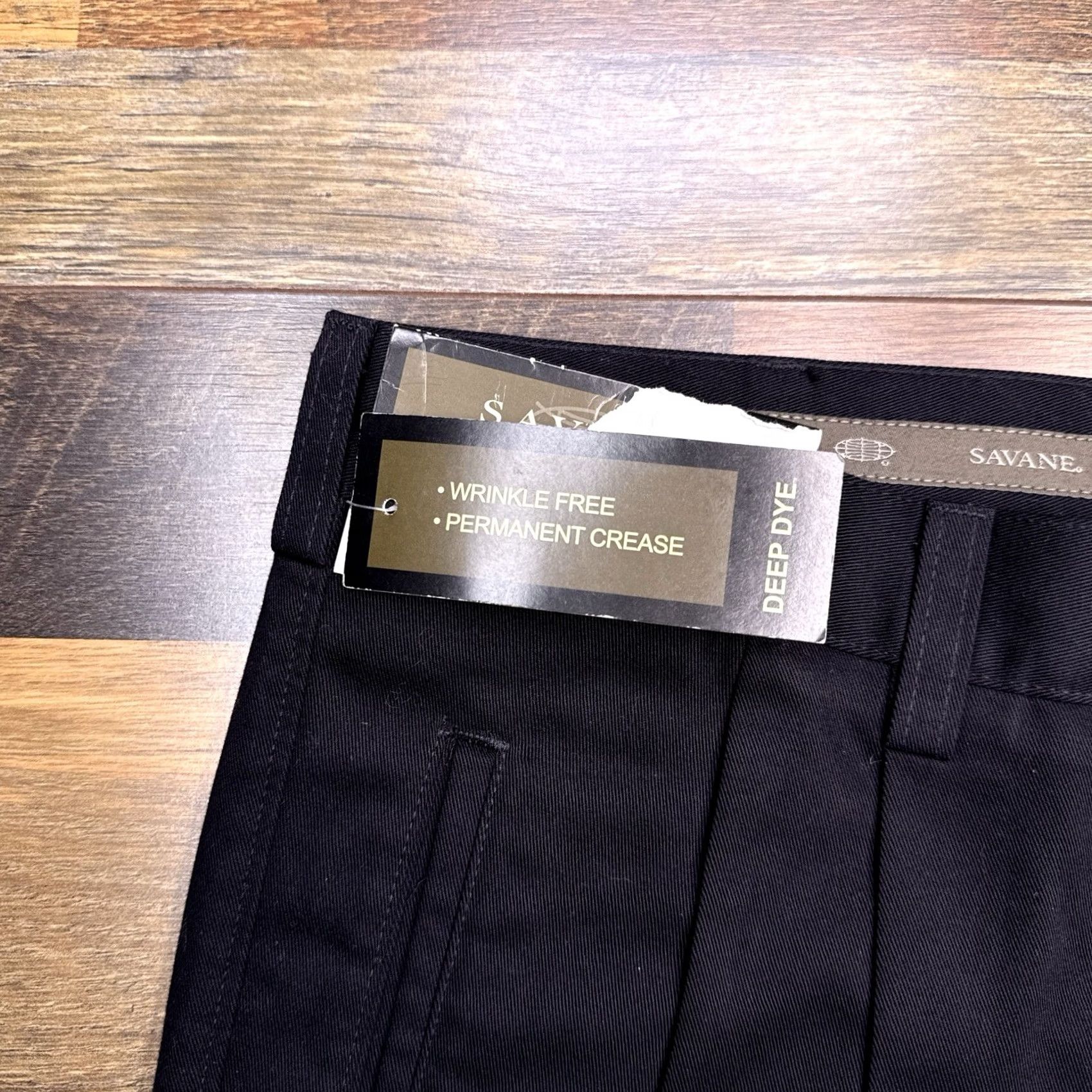 Savane Savane Pants Mens 38x34 Black Wrinkle Free Permanent Crease Deep Dye New Size US 38 / EU 54 - 6 Thumbnail