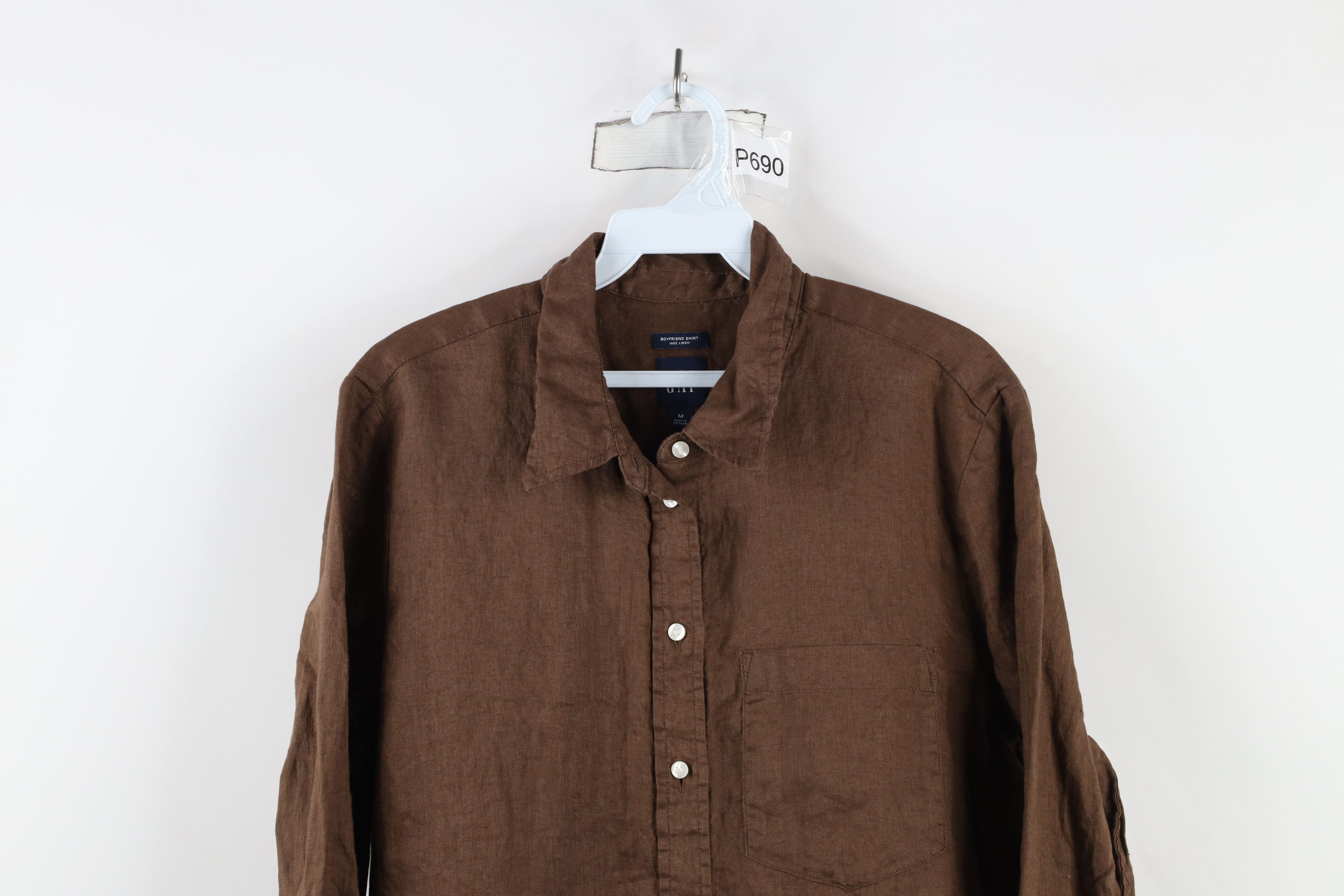Gap × Vintage Vintage Y2K Gap Boyfriend Baggy Collared Button Shirt Brown Size M / US 6-8 / IT 42-44 - 2 Thumbnail