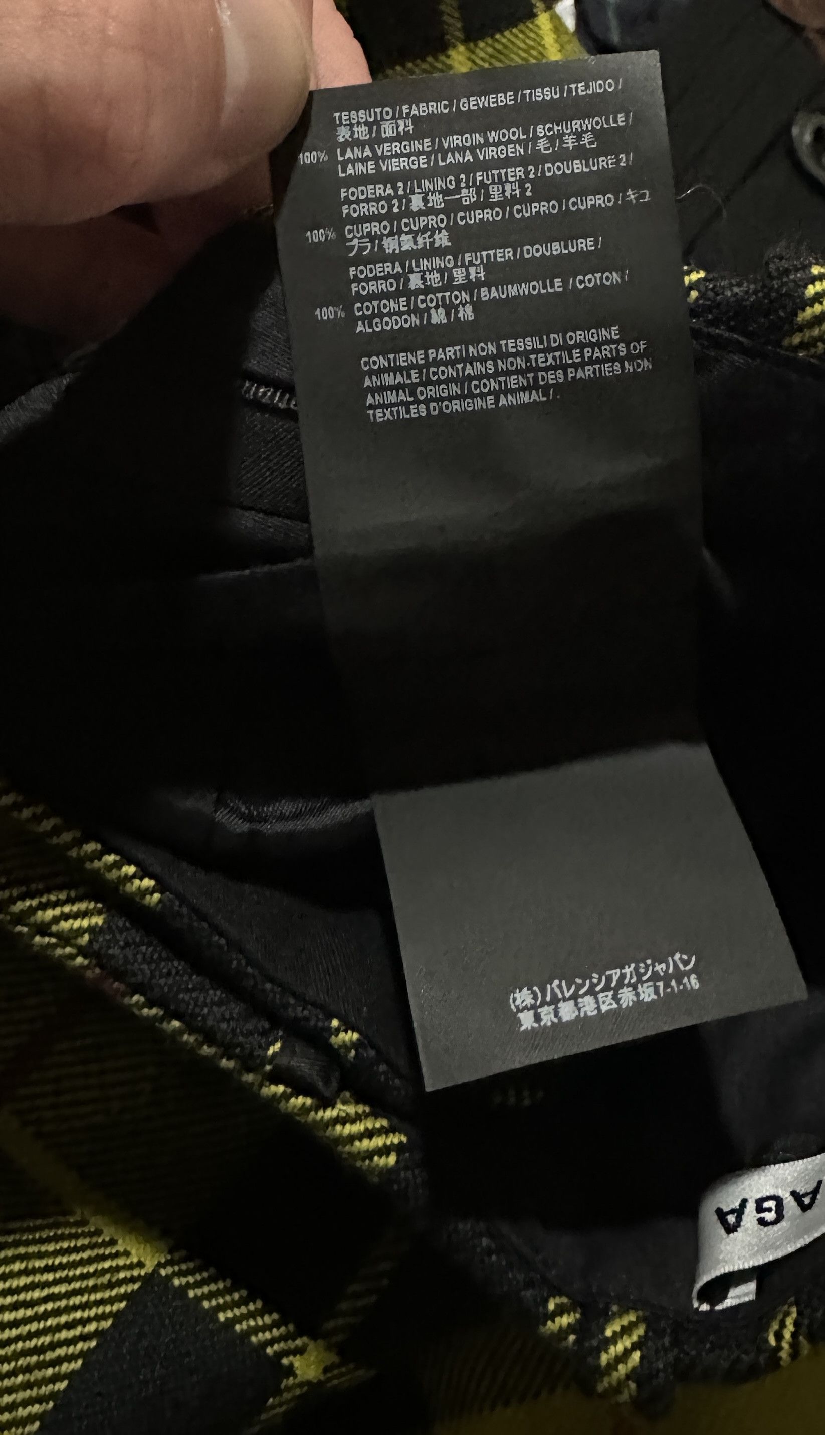 Balenciaga Yellow & Black Tartan Wool Straight-Leg Pants Size 26" / US 2 / IT 38 - 6 Thumbnail