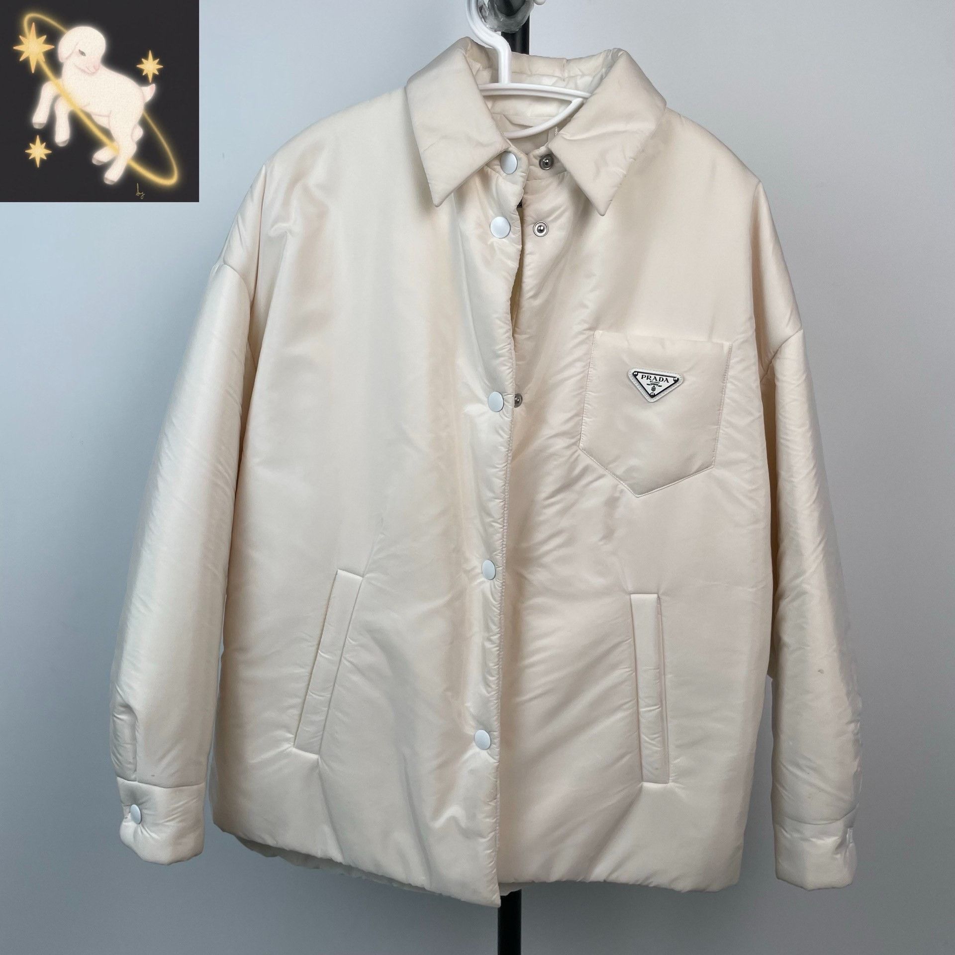 Prada Prada Nylon Cotton White Heavy Coat 36 Men Size US S / EU 44-46 / 1 - 1 Thumbnail