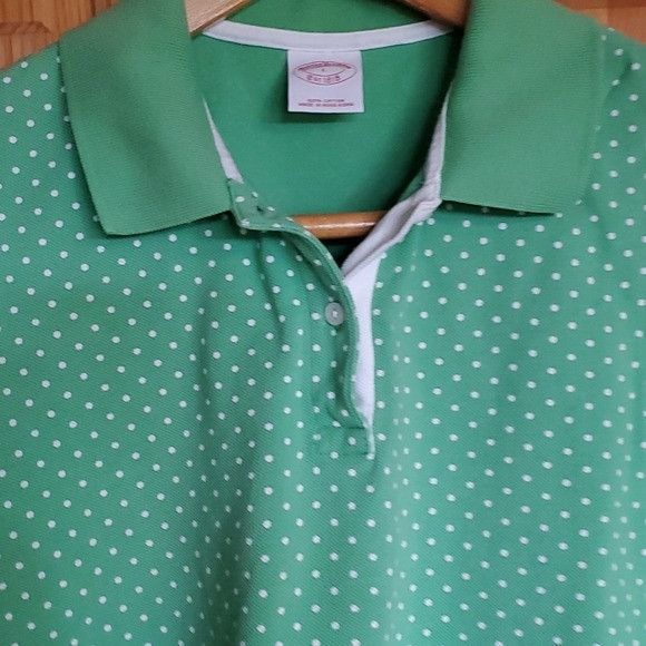 Brooks Brothers Brooks Brothers Sz. L Green & White Polka Dot Sleeveless Pol Size L / US 10 / IT 46 - 3 Thumbnail