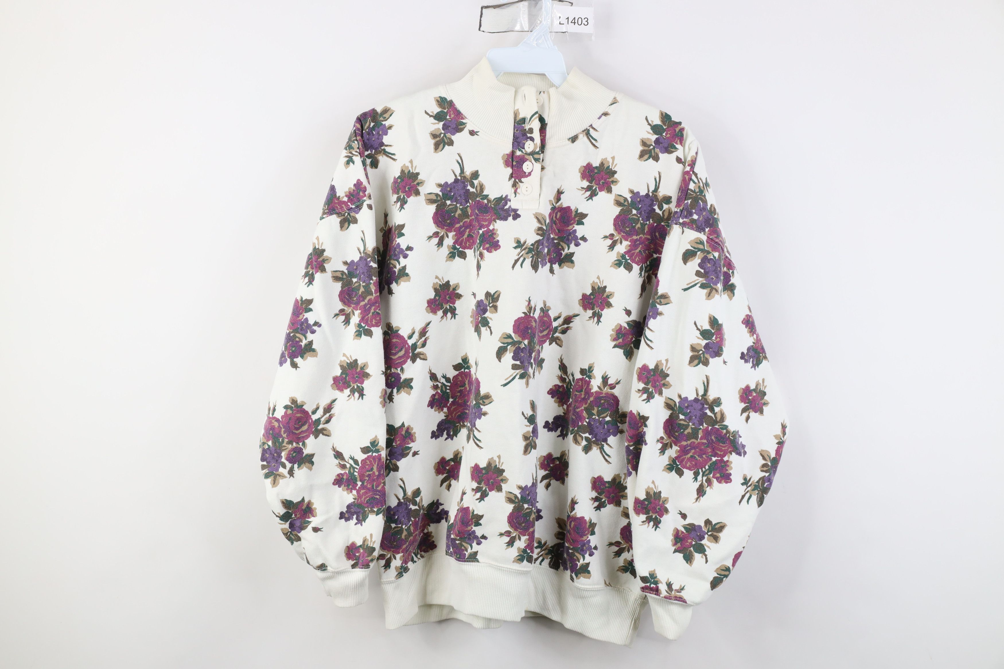 Vintage Vintage 90s Streetwear All Over Print Henley Sweatshirt Size L / US 10 / IT 46 - 1 Thumbnail