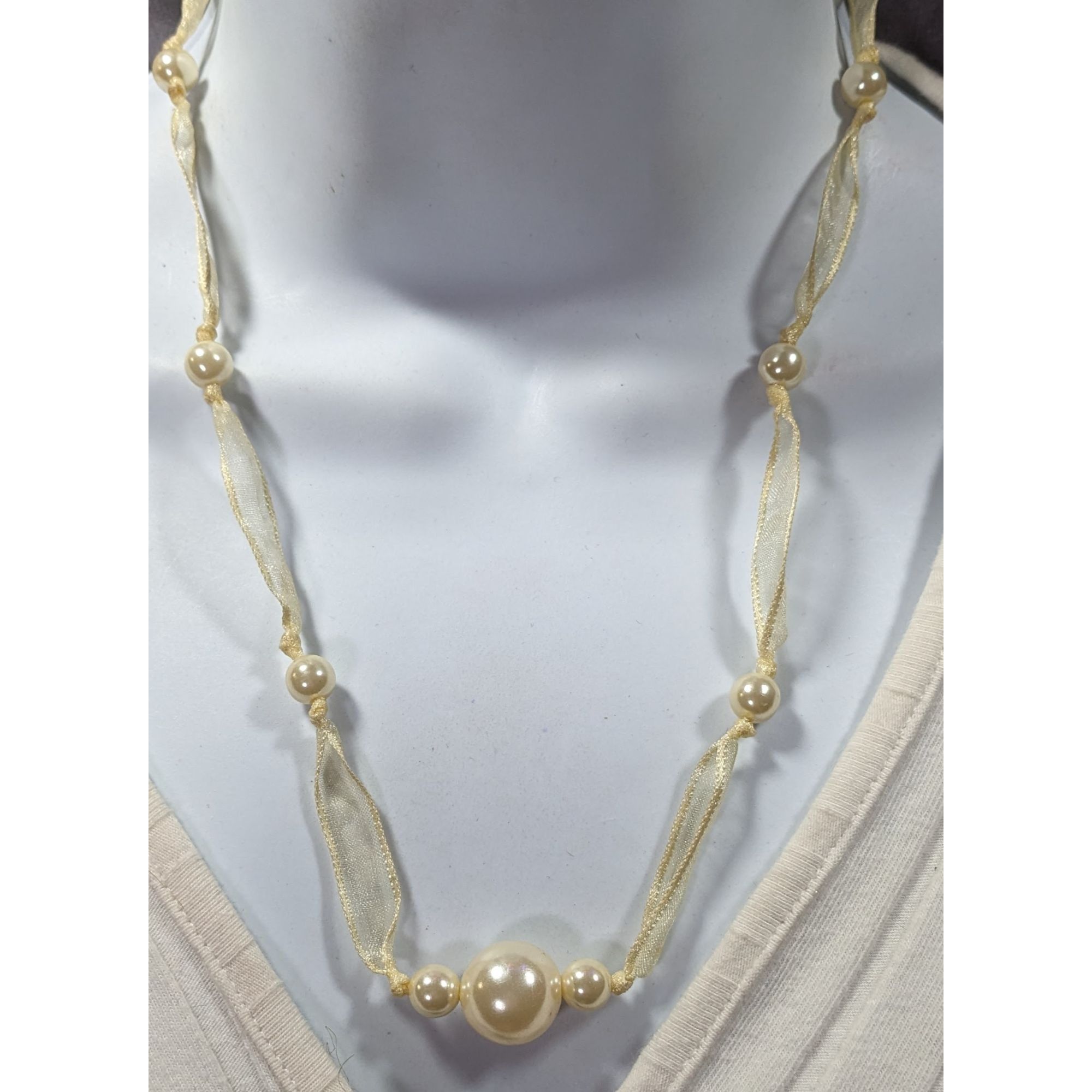 Other Coquette Pearl Ribbon Tie On Station Necklace Size ONE SIZE - 5 Thumbnail